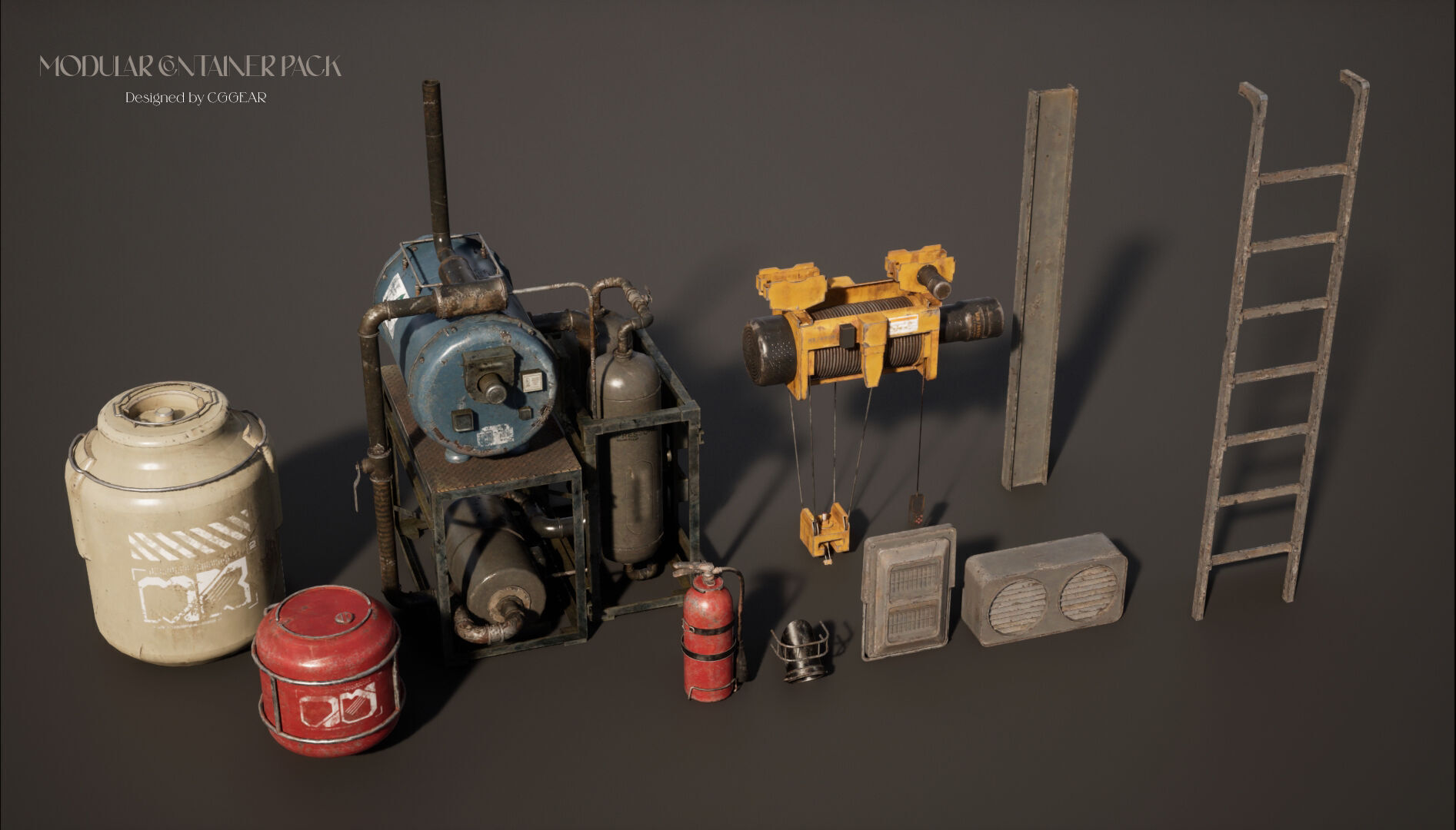 Modular Sci-Fi Container Pack Low-poly 3D model_11