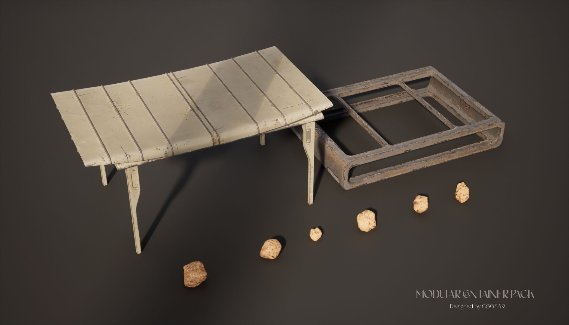 Modular Sci-Fi Container Pack Low-poly 3D model_12