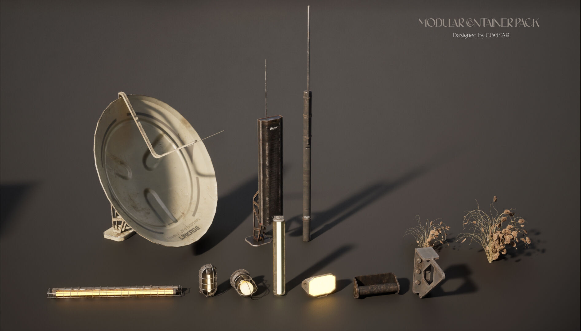 Modular Sci-Fi Container Pack Low-poly 3D model_10