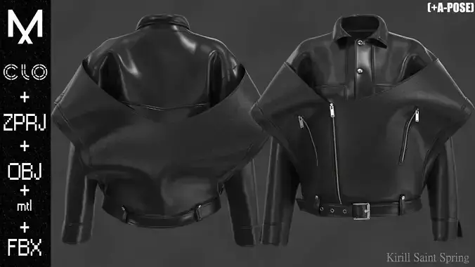 Leather Jacket Female Marvelous designer Clo3d OBJ mtl FBX ZPRJ