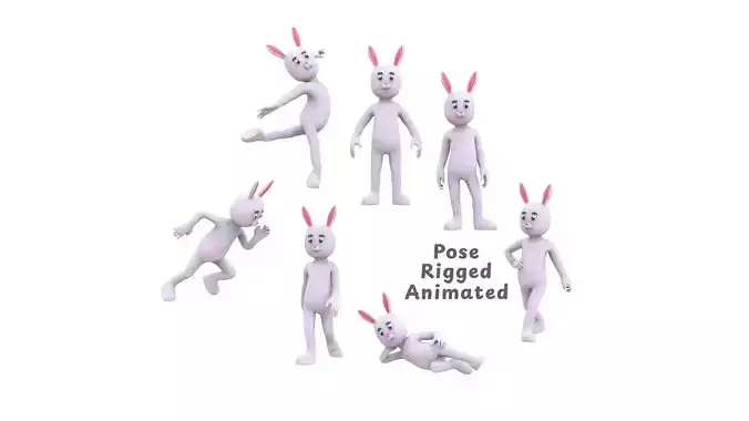 Cartoon Rabbit Bunny Rigged 