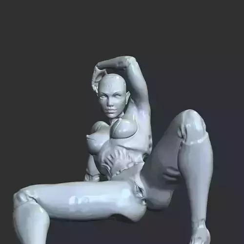 Busty Cybernetic Woman Teasing 3D Print Model