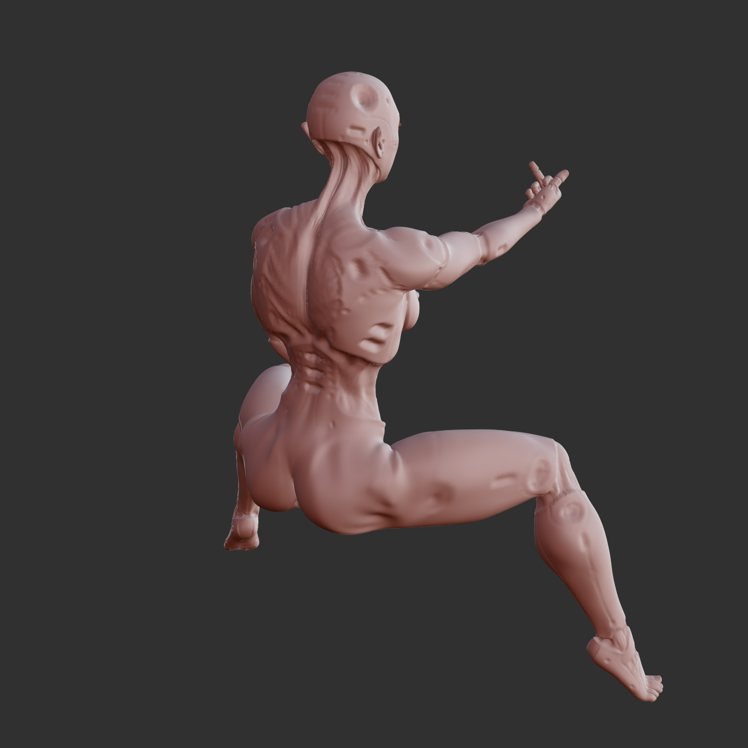 Busty Cyber Girl Sitting Sensual Pose 3D STL 3D print model_2