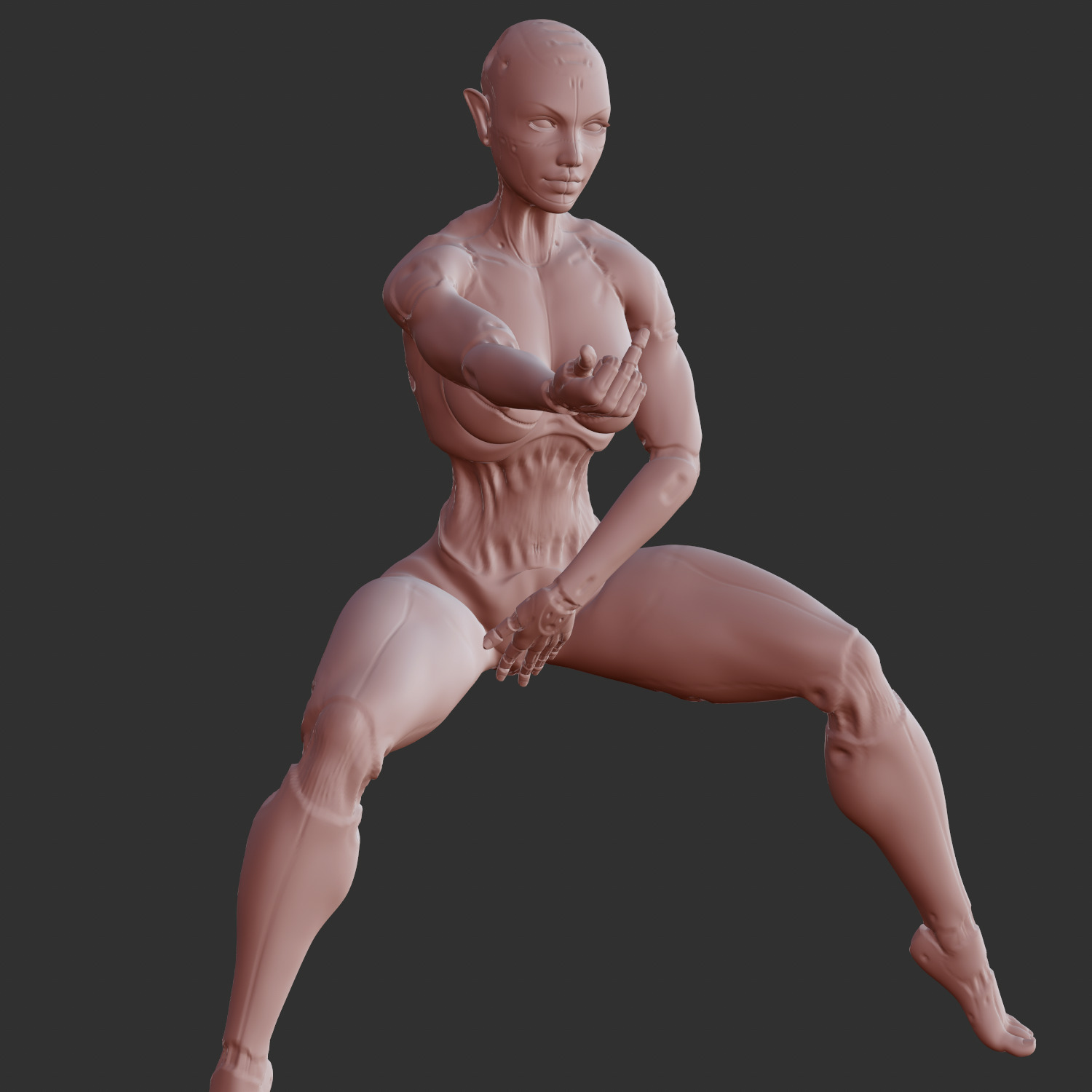 Busty Cyber Girl Sitting Sensual Pose 3D STL 3D print model_1