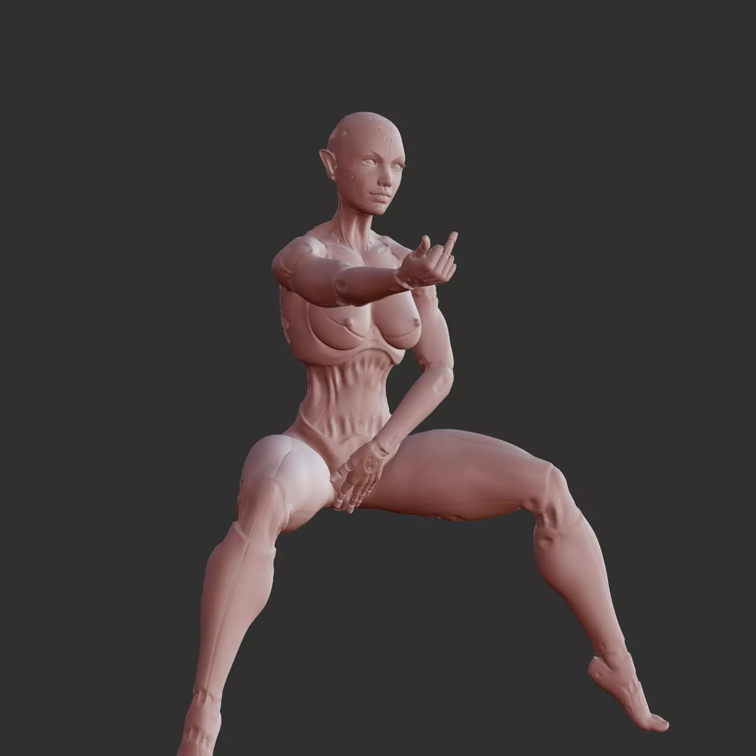 Busty Cyber Girl Sitting Sensual Pose 3D STL 3D print model_0