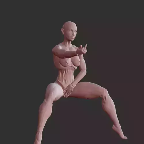Busty Cyber Girl Sitting Sensual Pose 3D STL