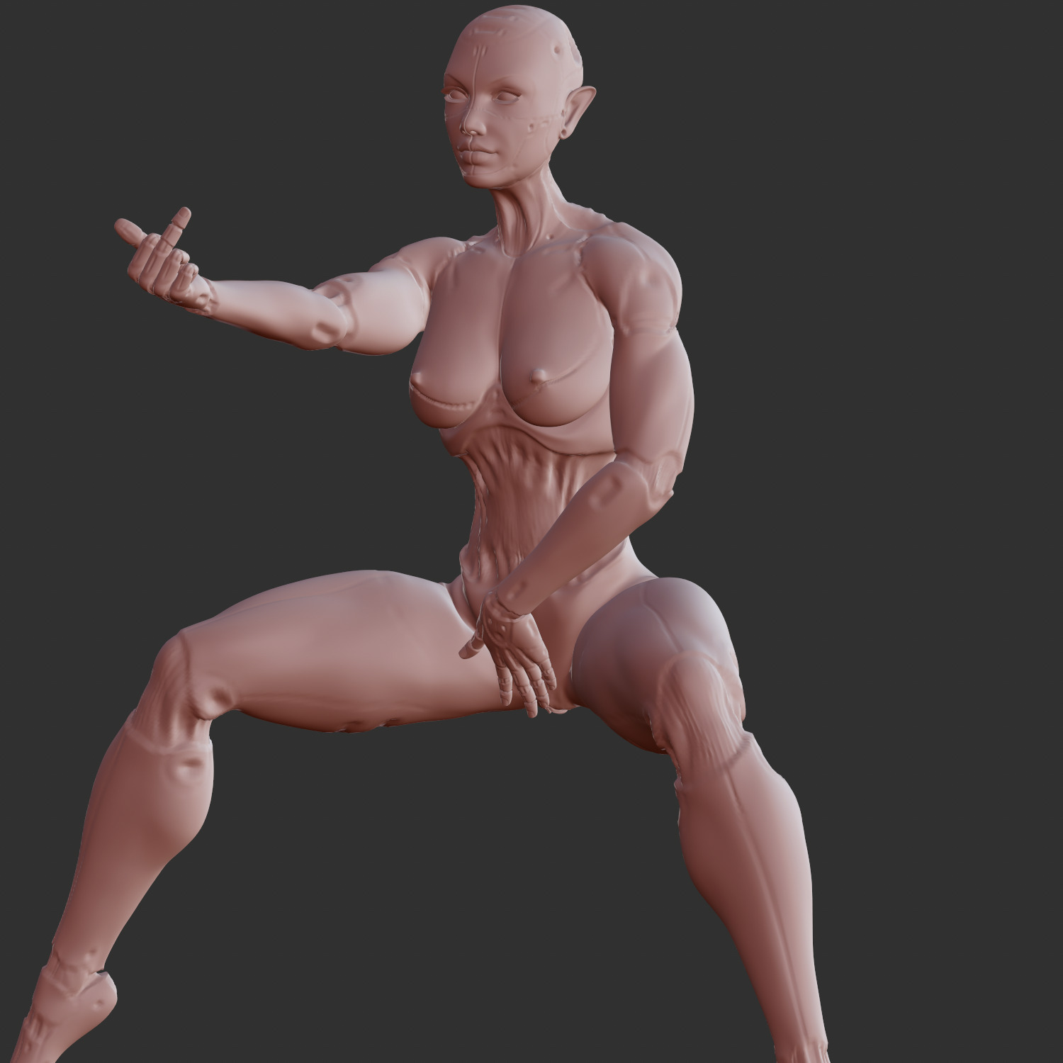 Busty Cyber Girl Sitting Sensual Pose 3D STL 3D print model_4
