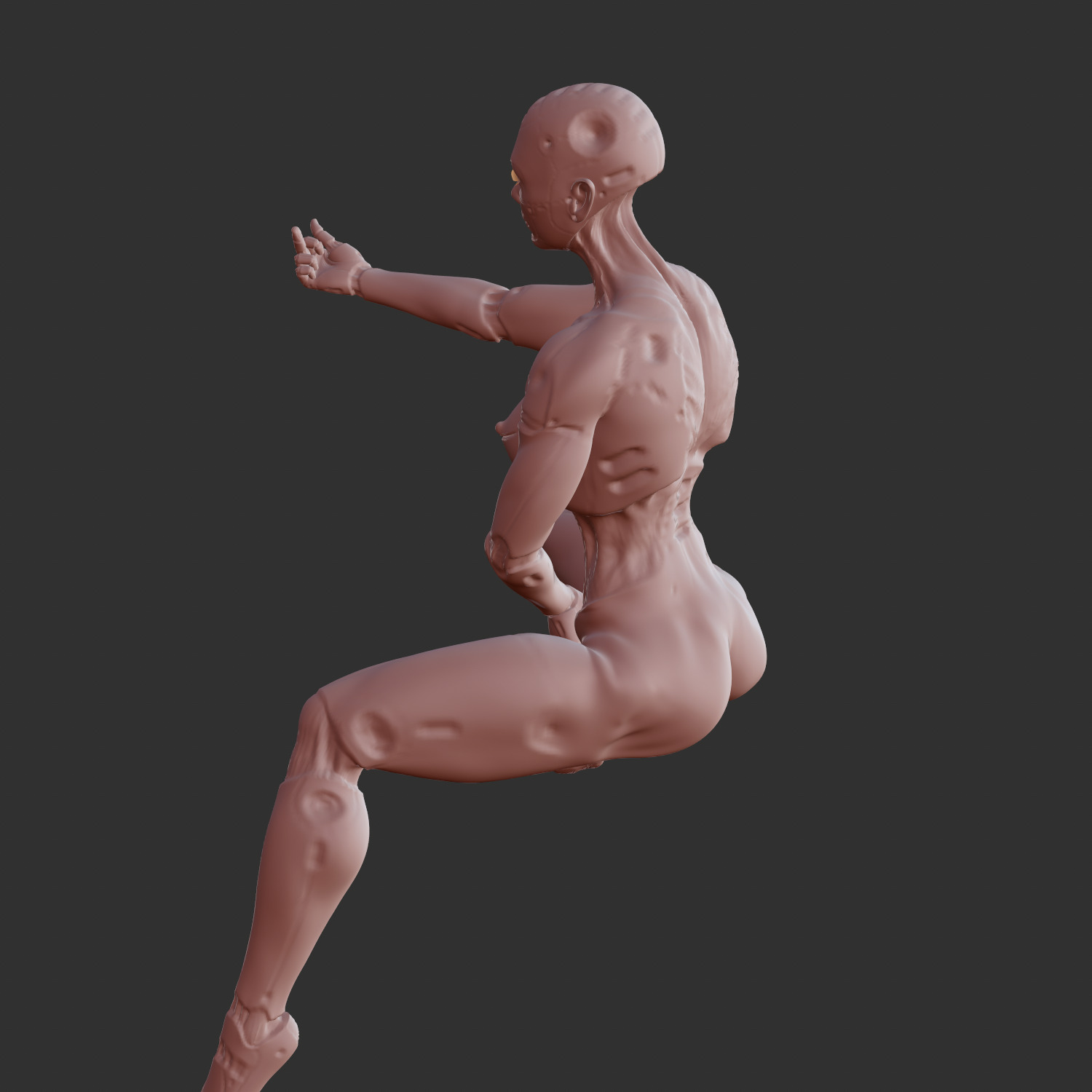 Busty Cyber Girl Sitting Sensual Pose 3D STL 3D print model_3
