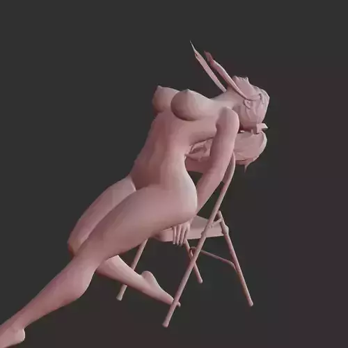 Busty Babe on Chair Teasing Pose 3D Print STL 3D print model
