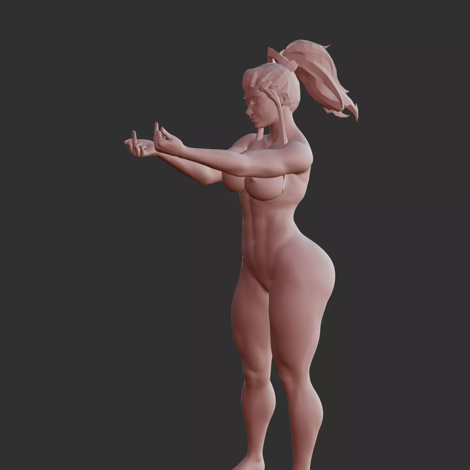Busty Anime Waifu Flipping Off Attitude Pose STL 3D print model_0