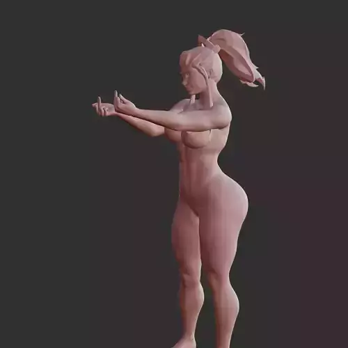 Busty Anime Waifu Flipping Off Attitude Pose STL 3D print model