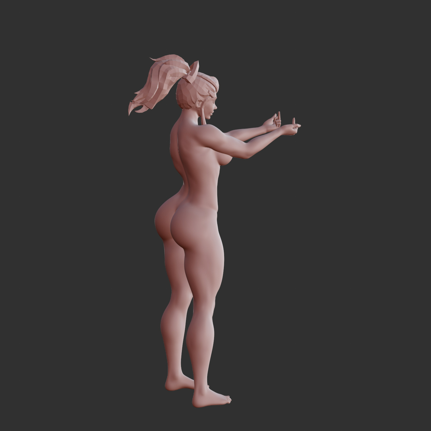 Busty Anime Waifu Flipping Off Attitude Pose STL 3D print model_3