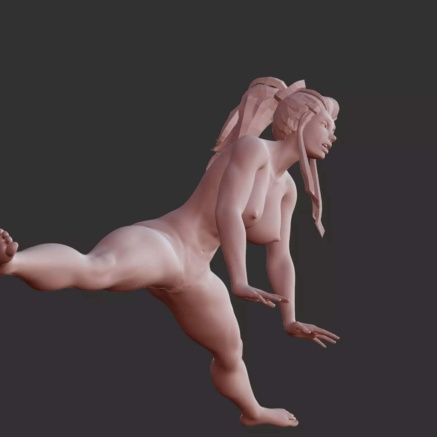 Busty Anime Babe Erotic Exposed Pose STL 3D print model_0