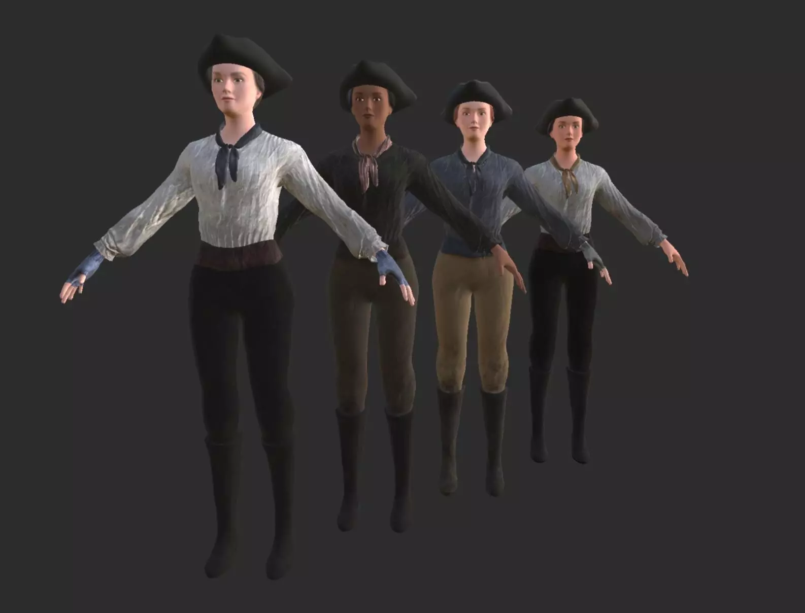 Low Poly Rigged Female Crewmate Low-poly 3D model_0