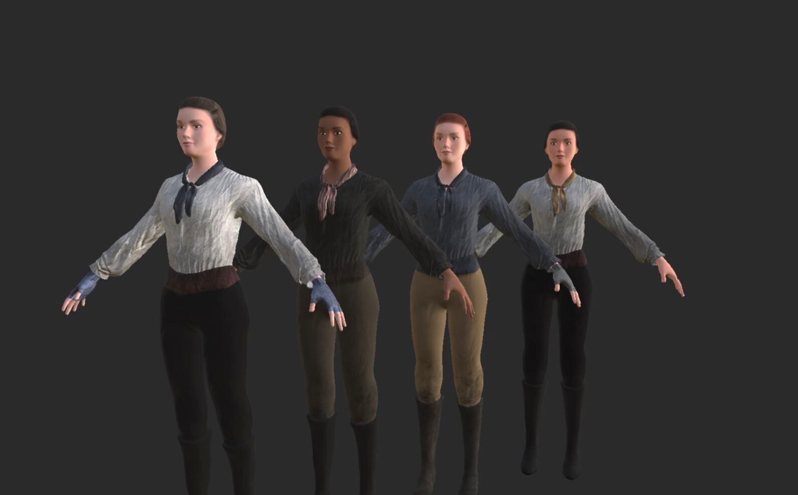 Low Poly Rigged Female Crewmate Low-poly 3D model_3