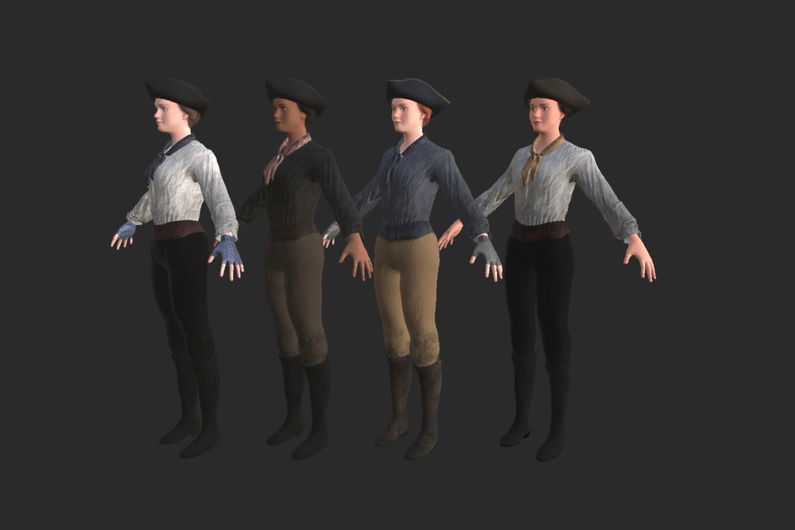 Low Poly Rigged Female Crewmate Low-poly 3D model_11
