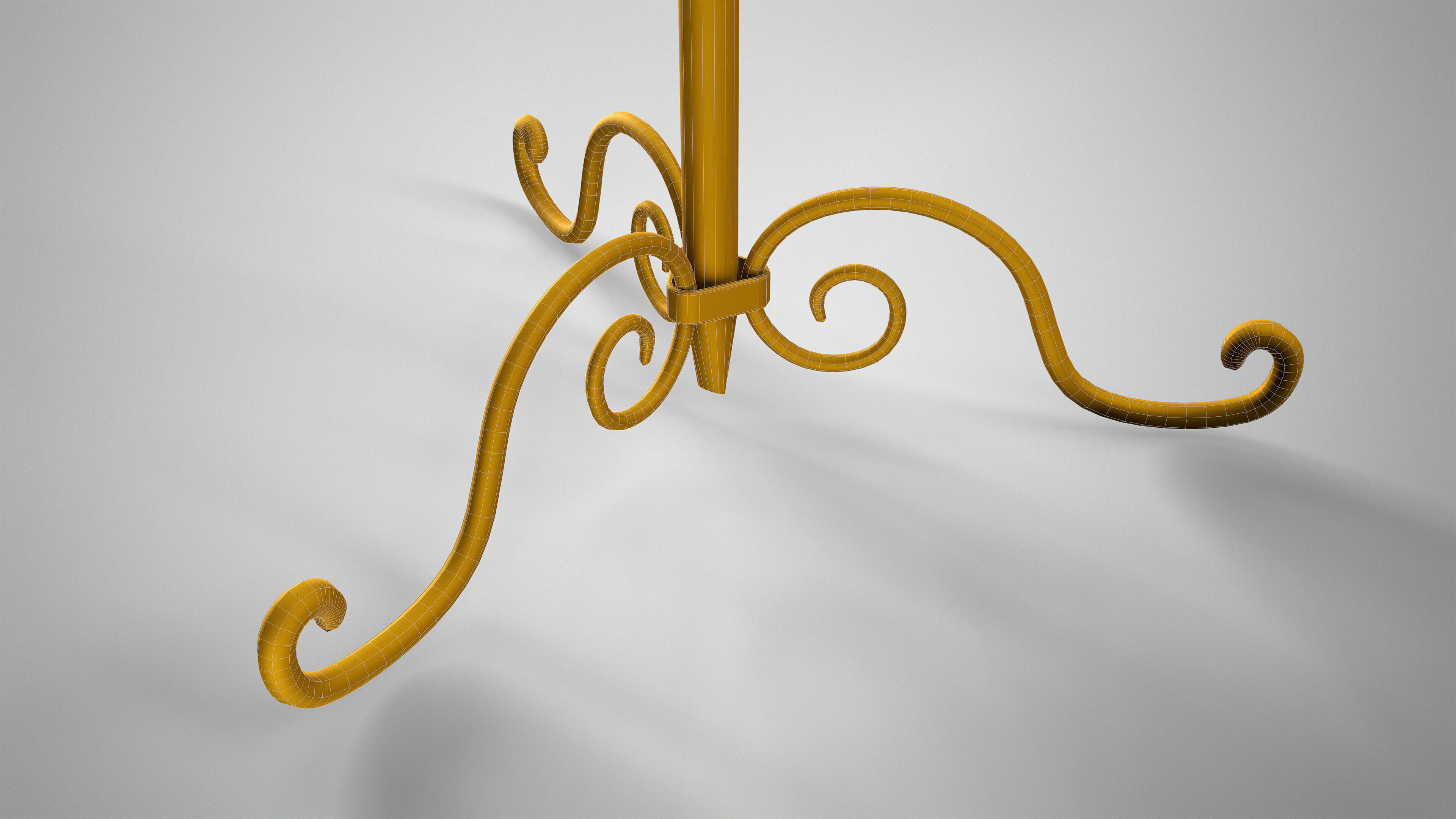 Antique Floor Candle Lamp - Medieval Standing Candle Holder Low-poly 3D model_9