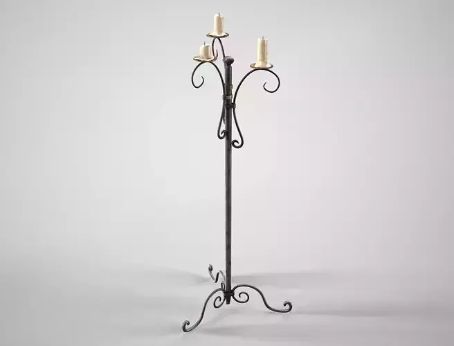 Antique Floor Candle Lamp - Medieval Standing Candle Holder Low-poly 3D model Antique Floor Candle Lamp - Medieval Standing Candle Holder Low-poly 3D model