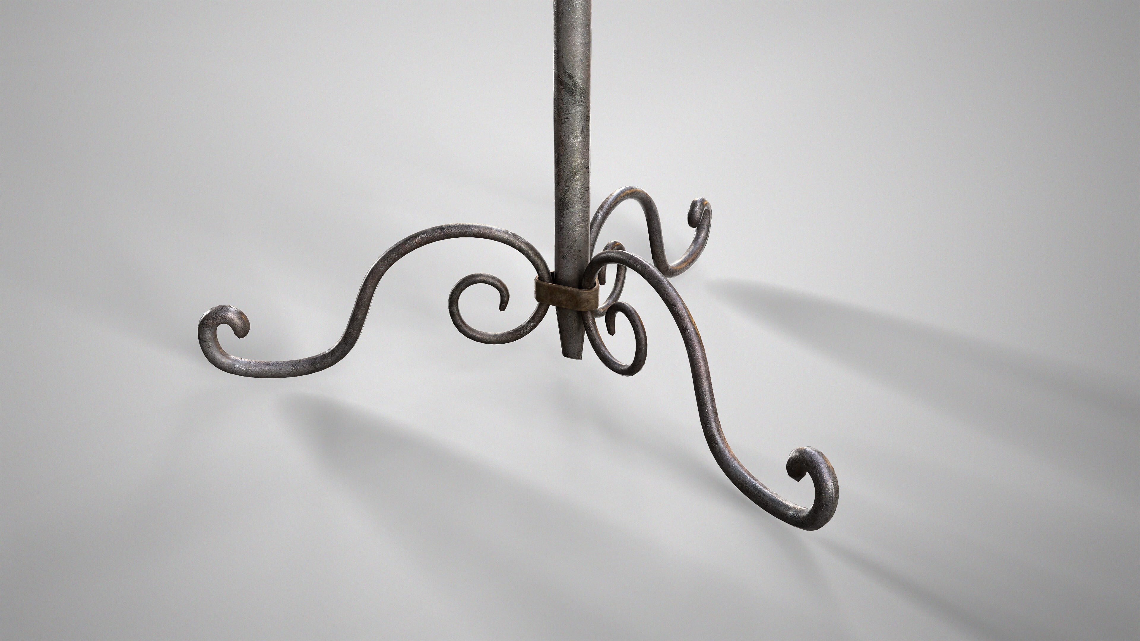 Antique Floor Candle Lamp - Medieval Standing Candle Holder Low-poly 3D model_3