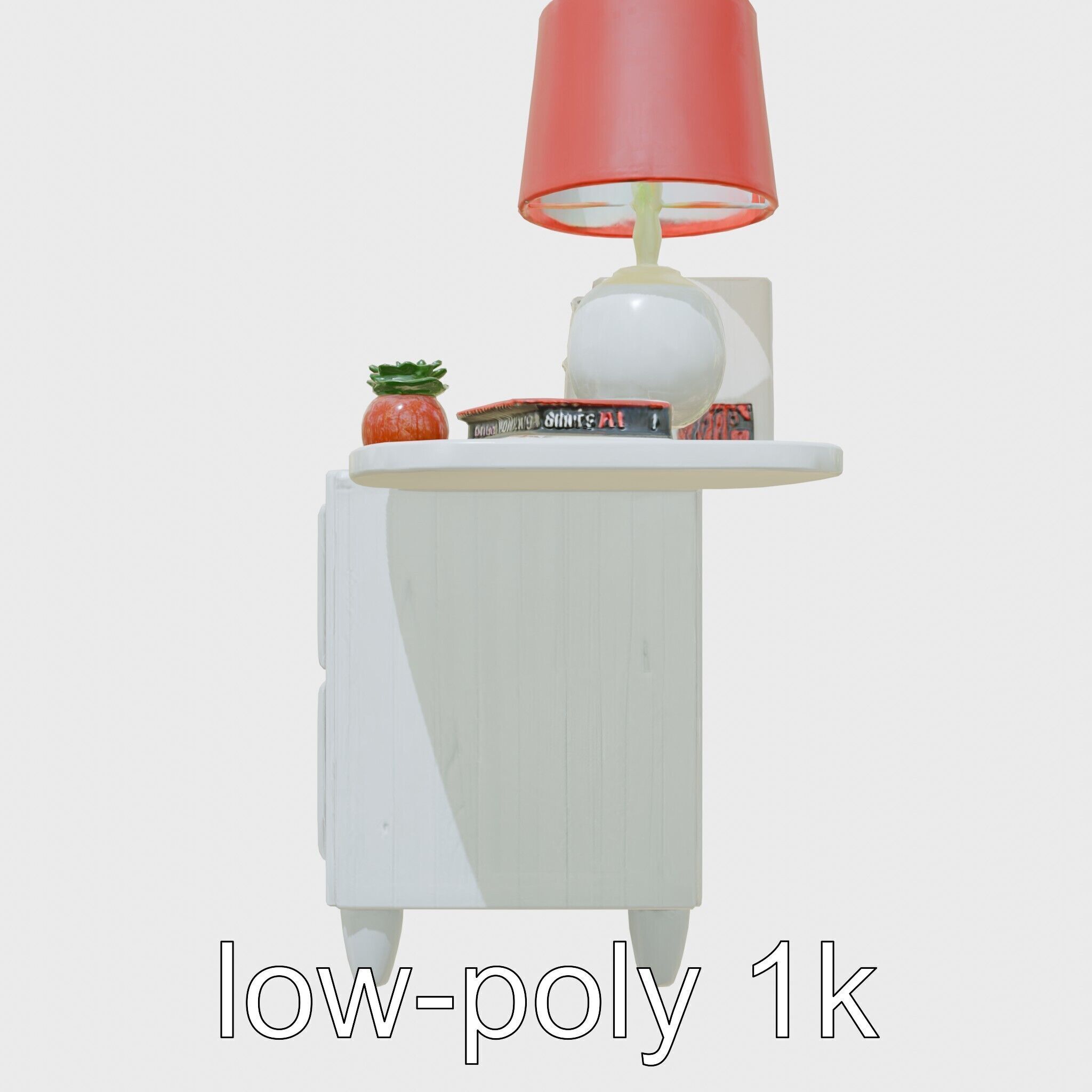 Fun Nightstand with Vibrant Decor Low-poly 3D model_4