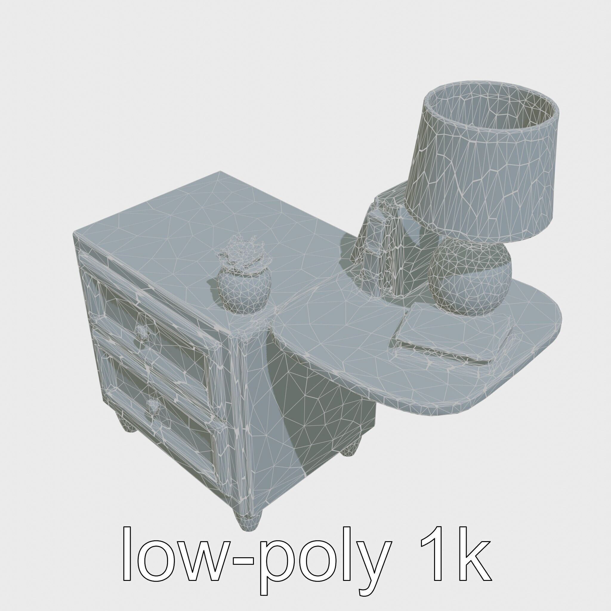 Fun Nightstand with Vibrant Decor Low-poly 3D model_25