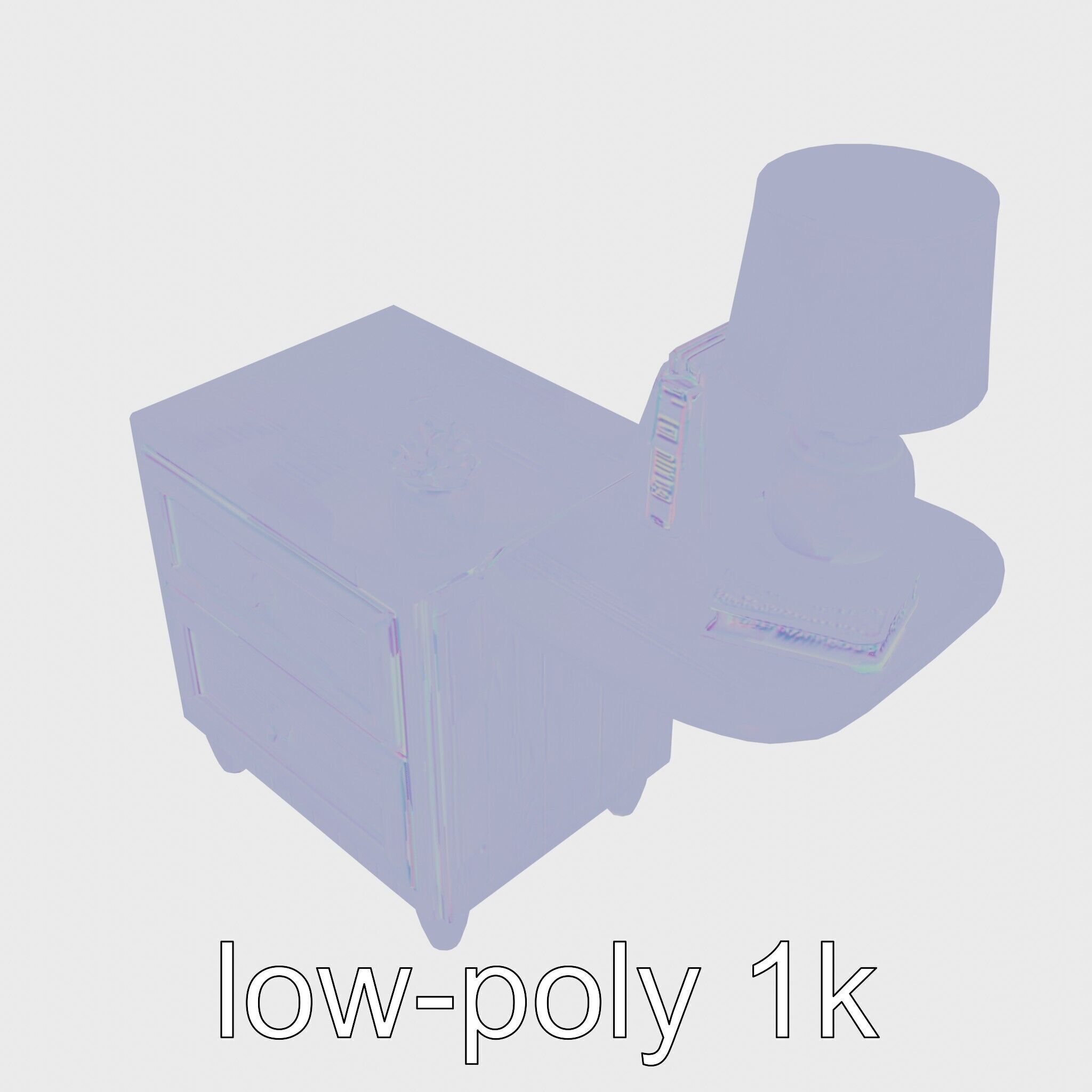 Fun Nightstand with Vibrant Decor Low-poly 3D model_28