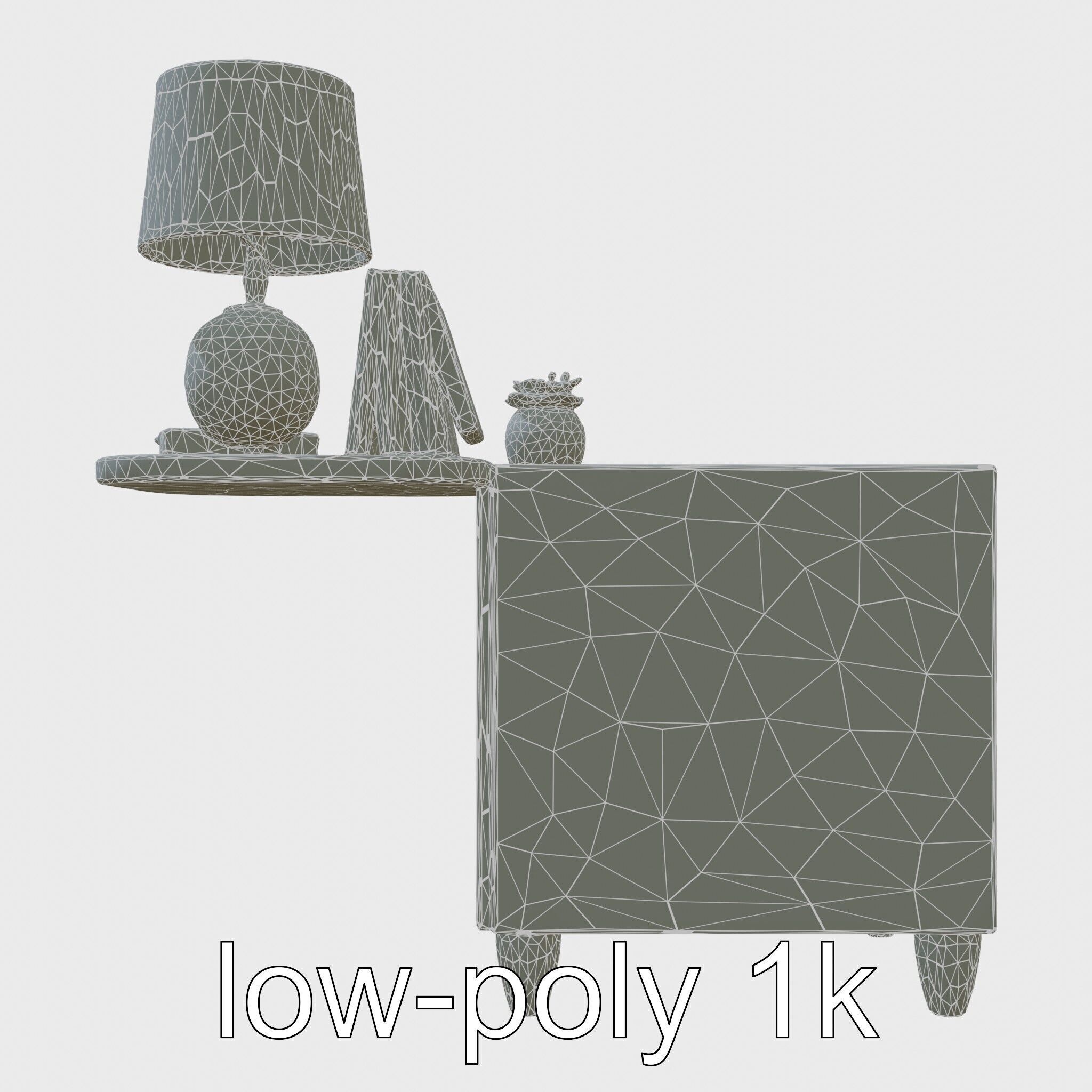 Fun Nightstand with Vibrant Decor Low-poly 3D model_12