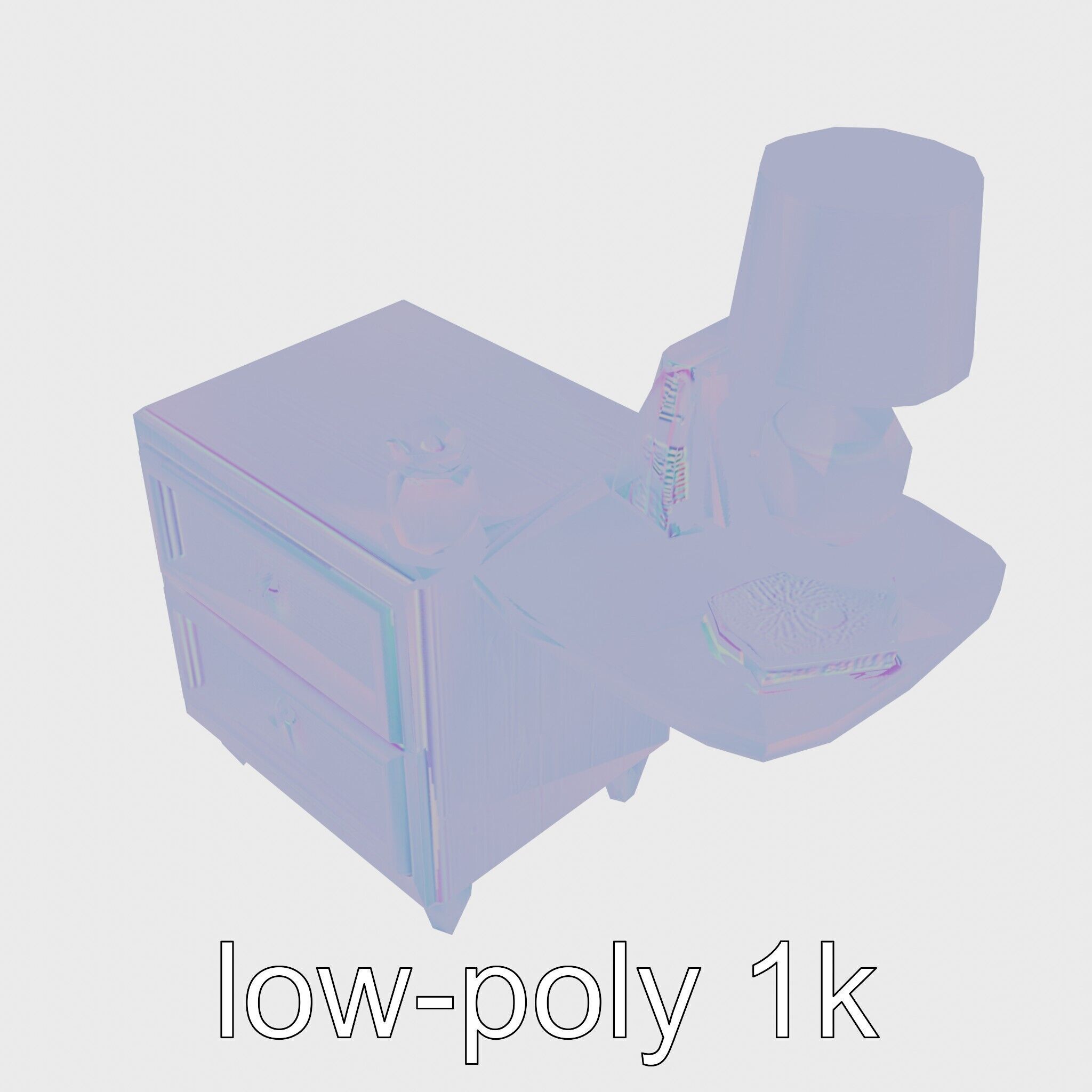 Fun Nightstand with Vibrant Decor Low-poly 3D model_11
