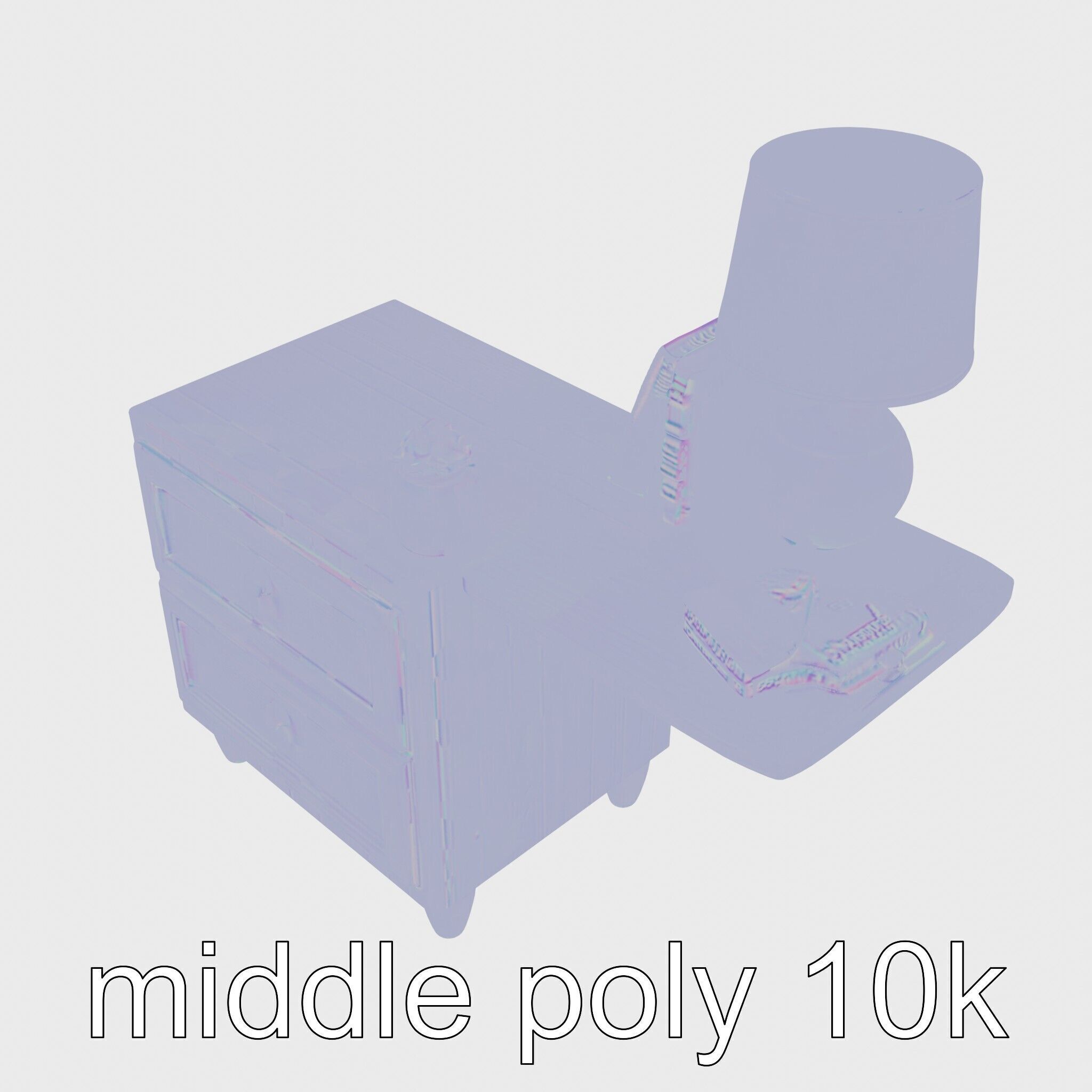 Fun Nightstand with Vibrant Decor Low-poly 3D model_29