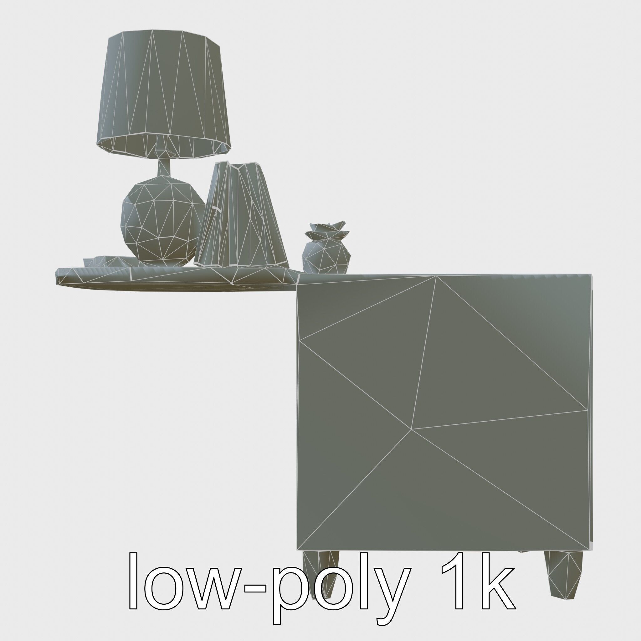 Fun Nightstand with Vibrant Decor Low-poly 3D model_19
