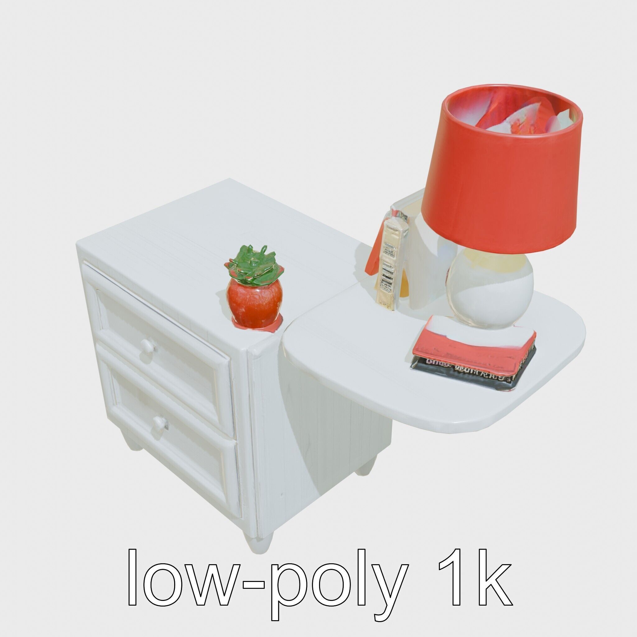 Fun Nightstand with Vibrant Decor Low-poly 3D model_23