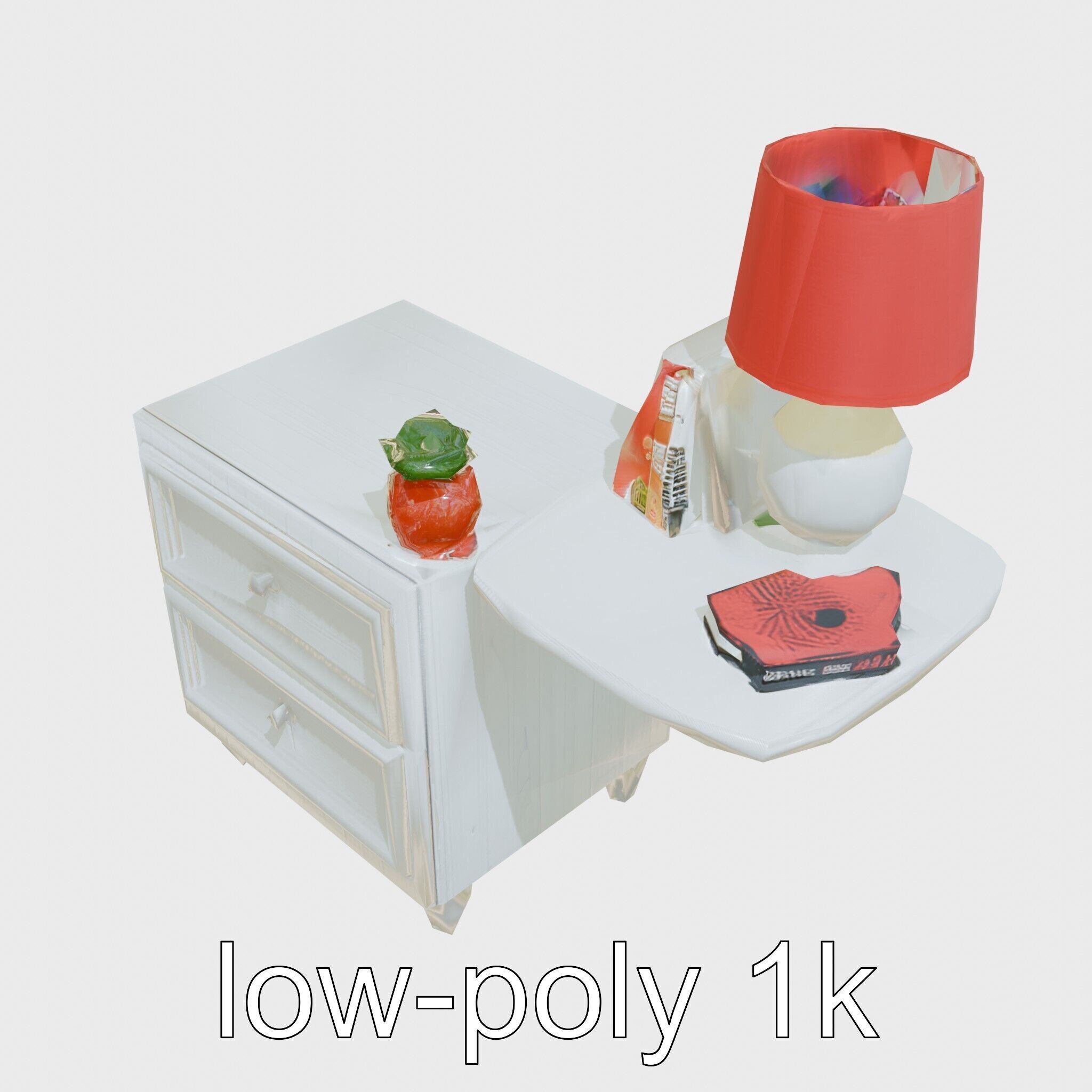 Fun Nightstand with Vibrant Decor Low-poly 3D model_22