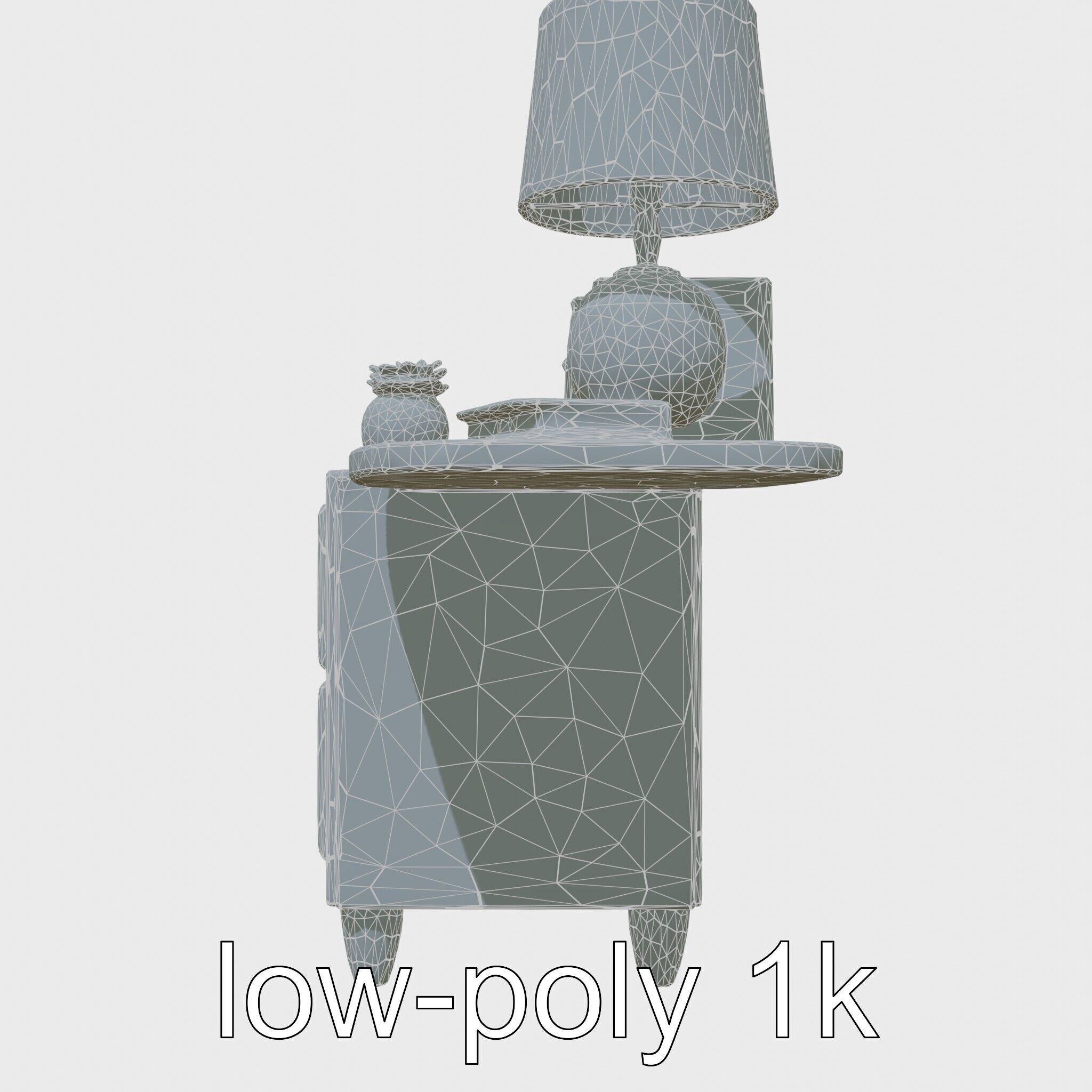 Fun Nightstand with Vibrant Decor Low-poly 3D model_6