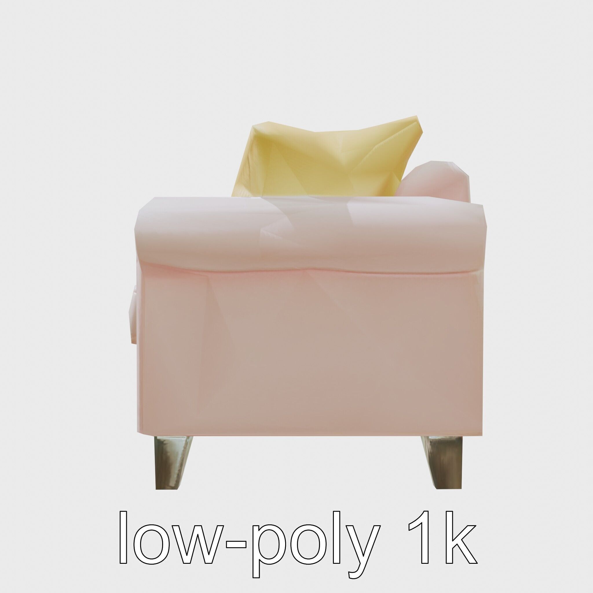 Miniature Doll Sofa with Vibrant Cushions Low-poly 3D model_18