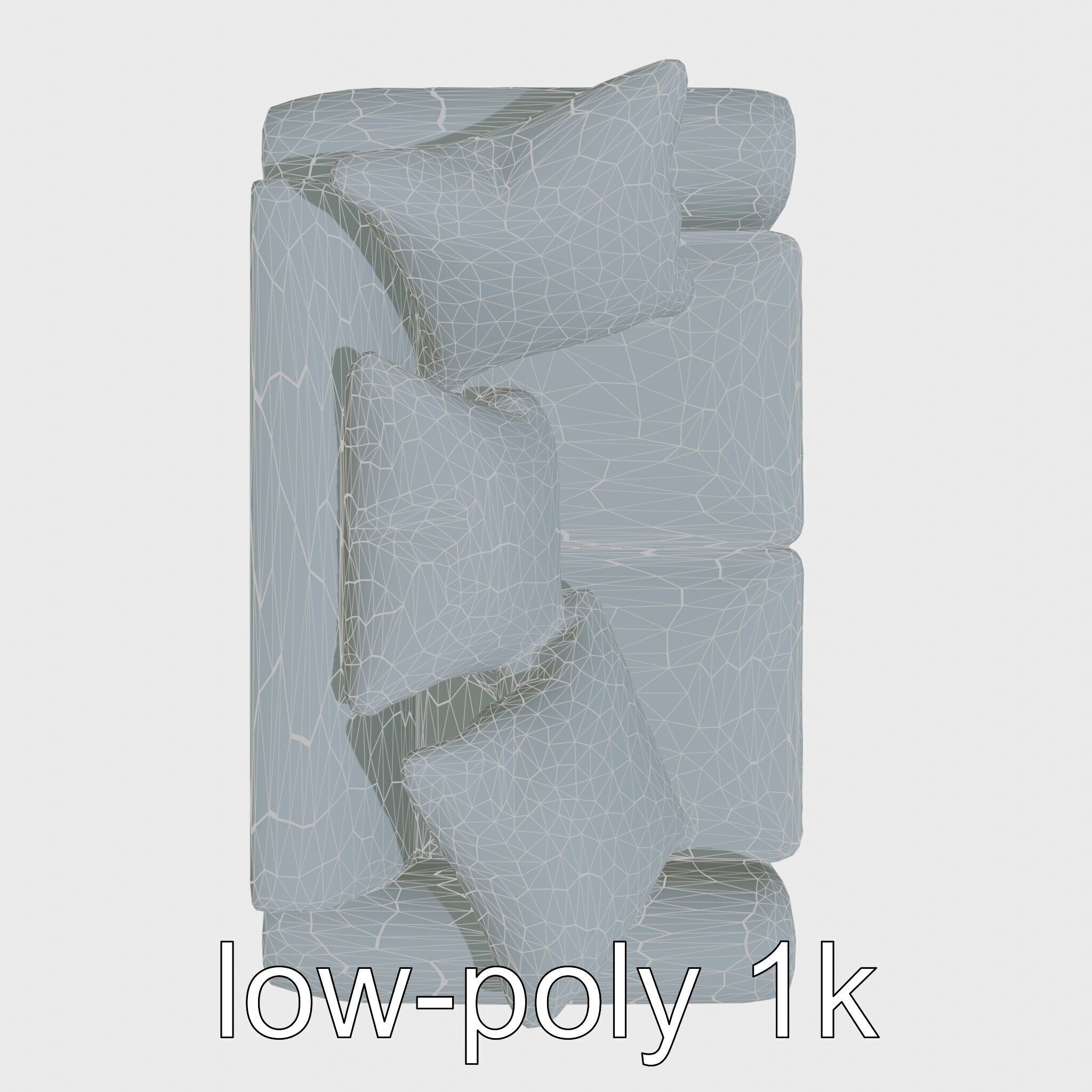 Miniature Doll Sofa with Vibrant Cushions Low-poly 3D model_5