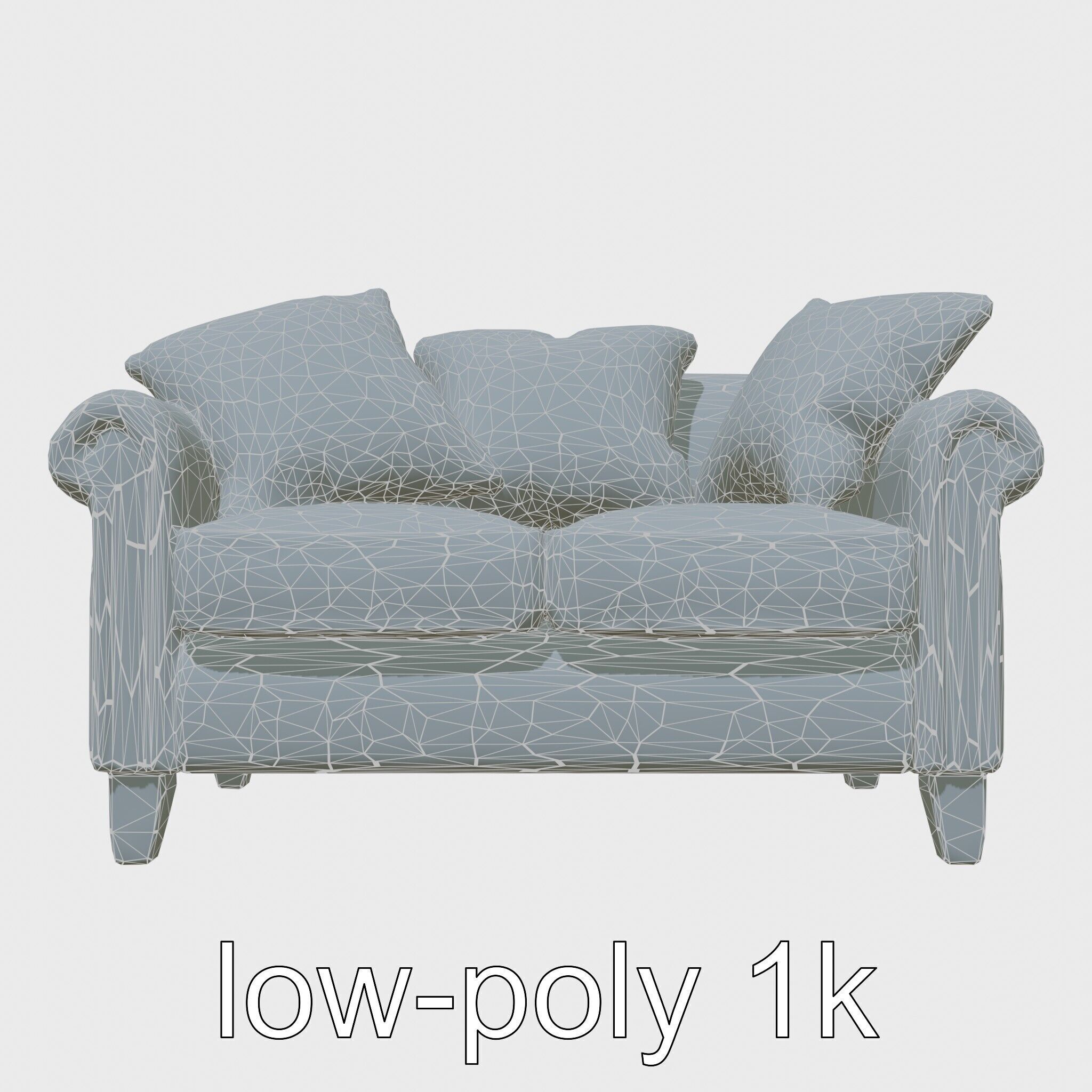 Miniature Doll Sofa with Vibrant Cushions Low-poly 3D model_16
