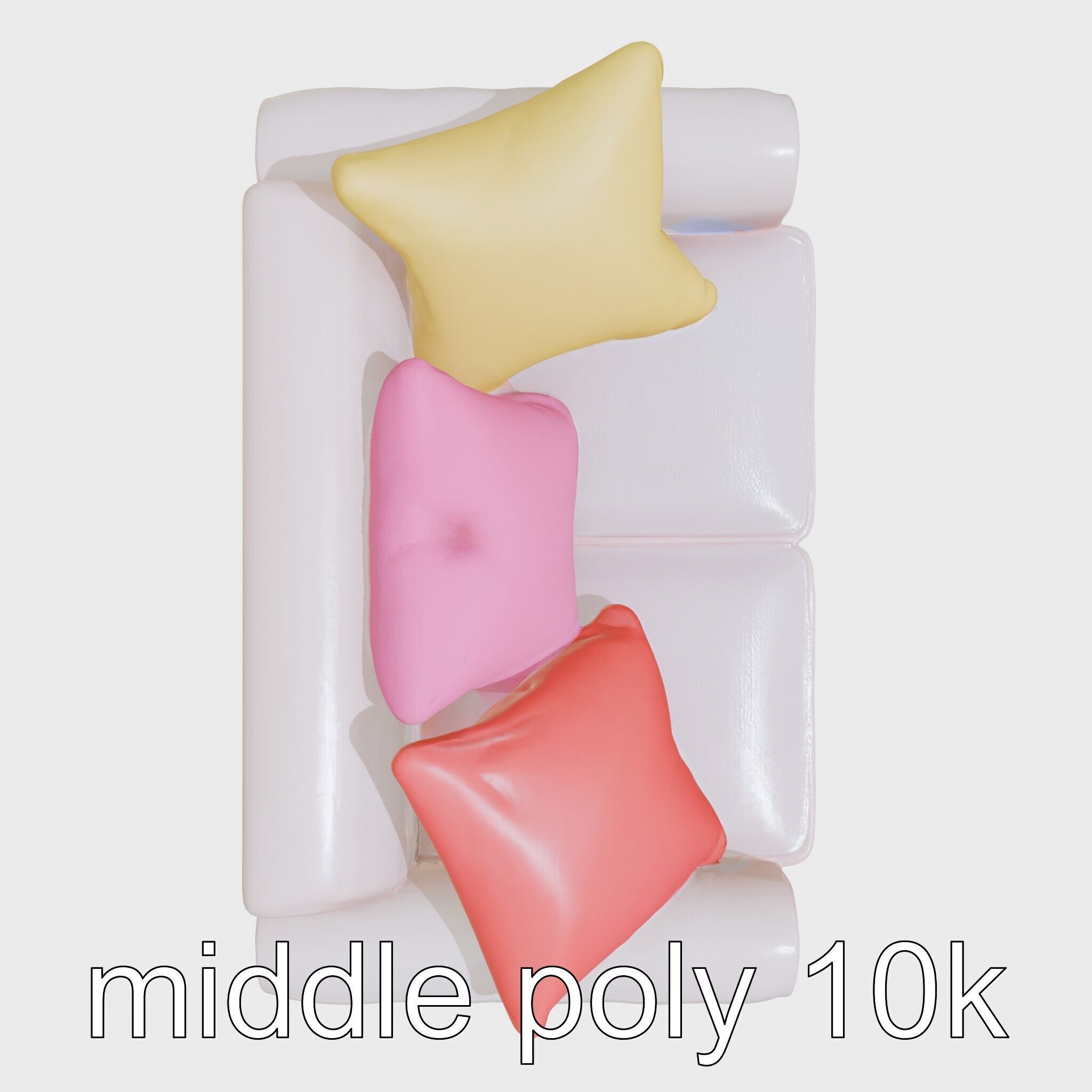 Miniature Doll Sofa with Vibrant Cushions Low-poly 3D model_22
