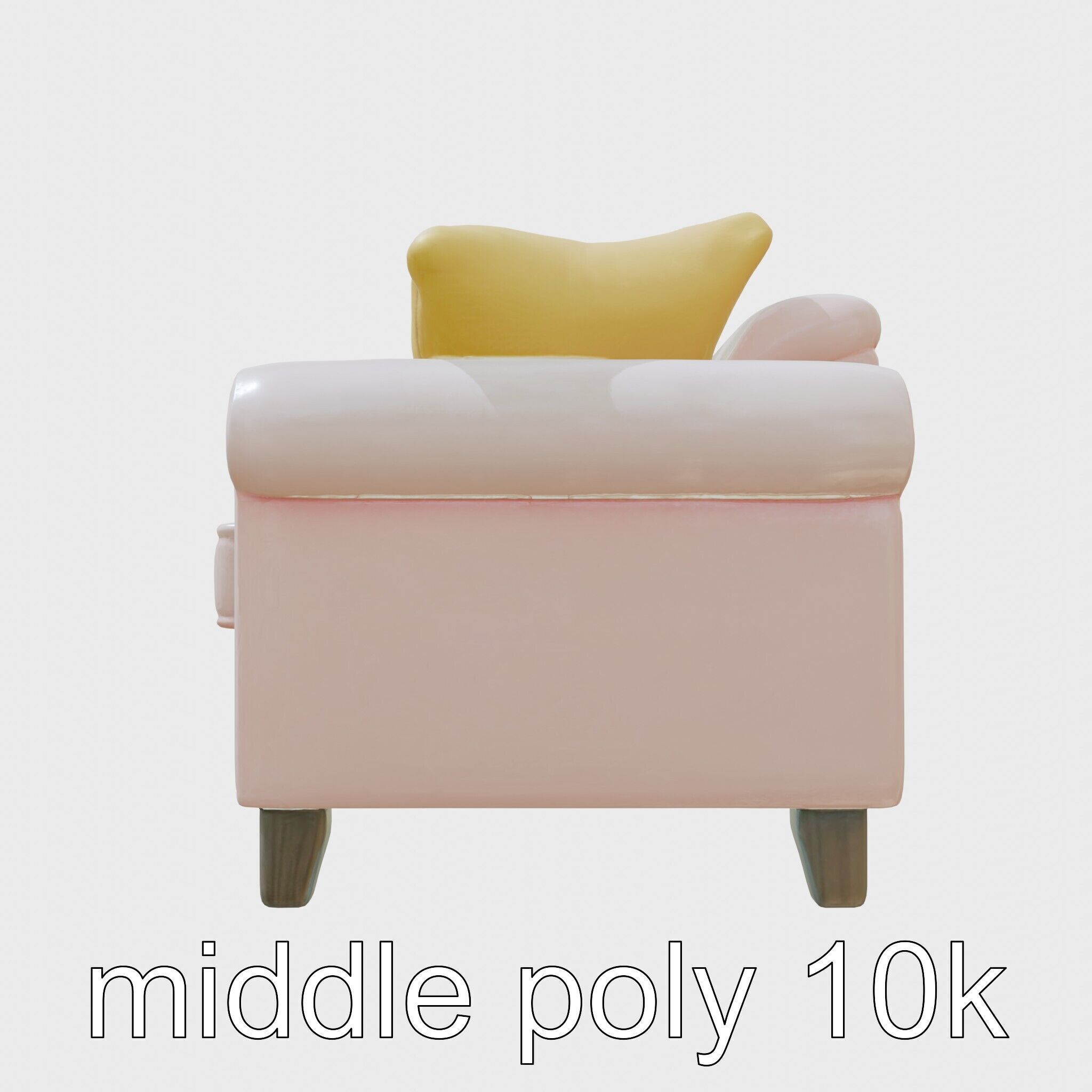 Miniature Doll Sofa with Vibrant Cushions Low-poly 3D model_10