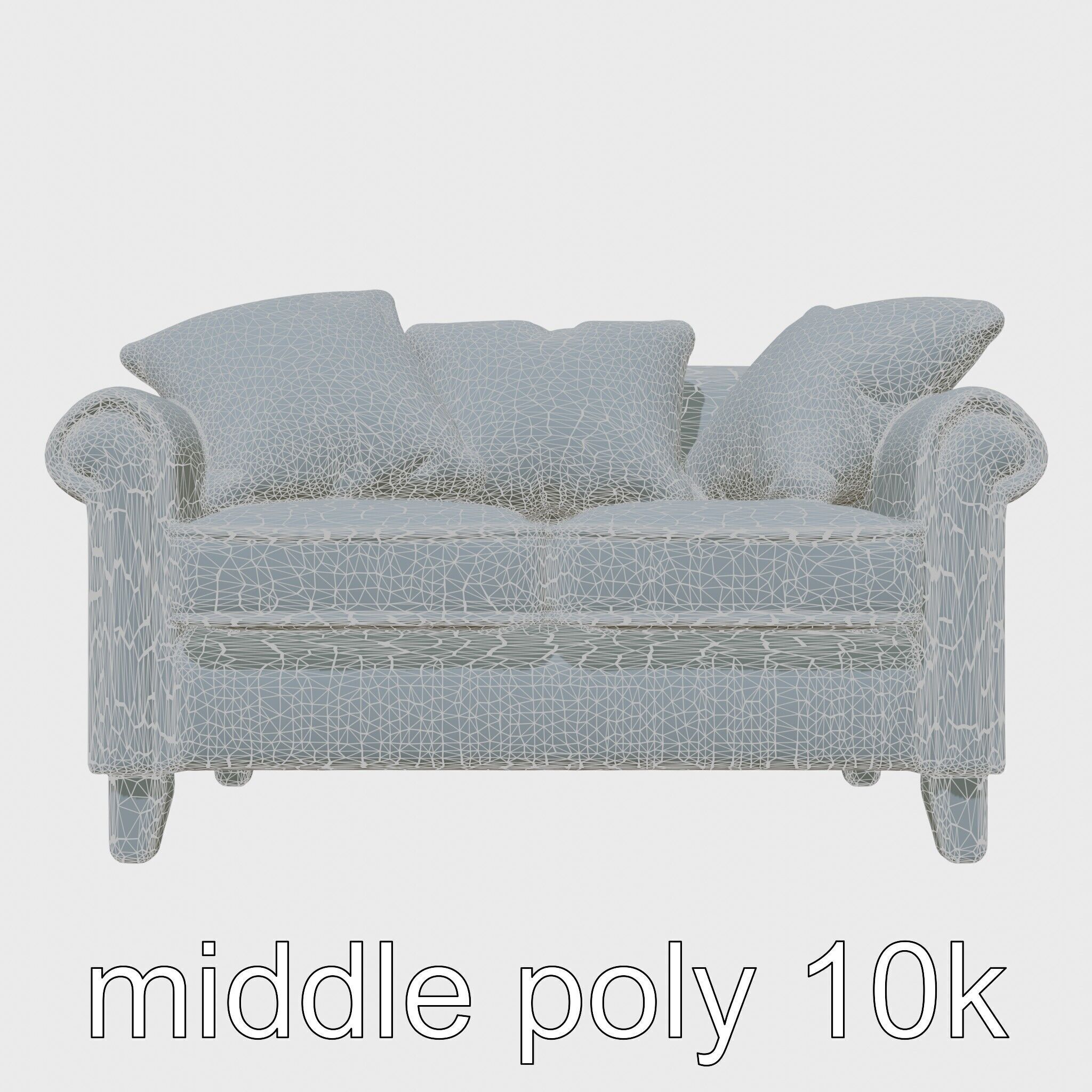 Miniature Doll Sofa with Vibrant Cushions Low-poly 3D model_25