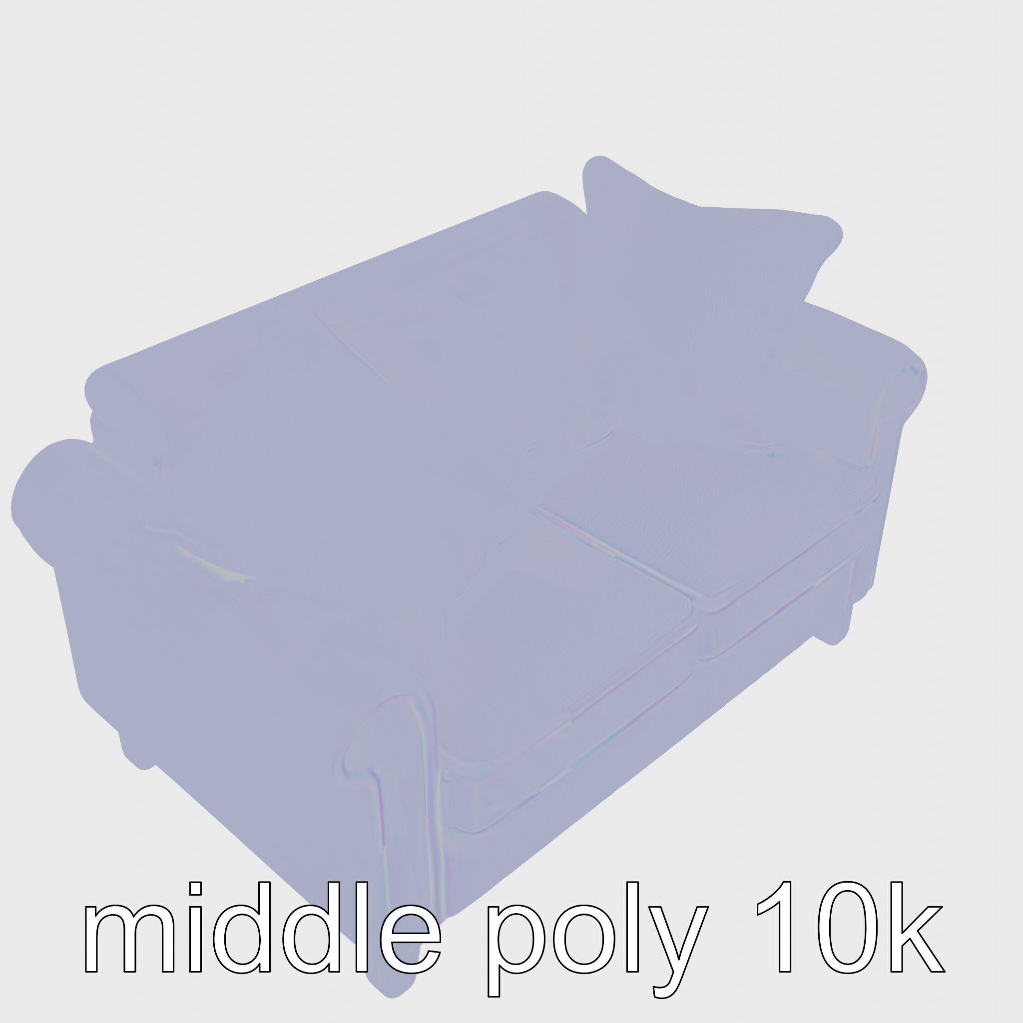 Miniature Doll Sofa with Vibrant Cushions Low-poly 3D model_30