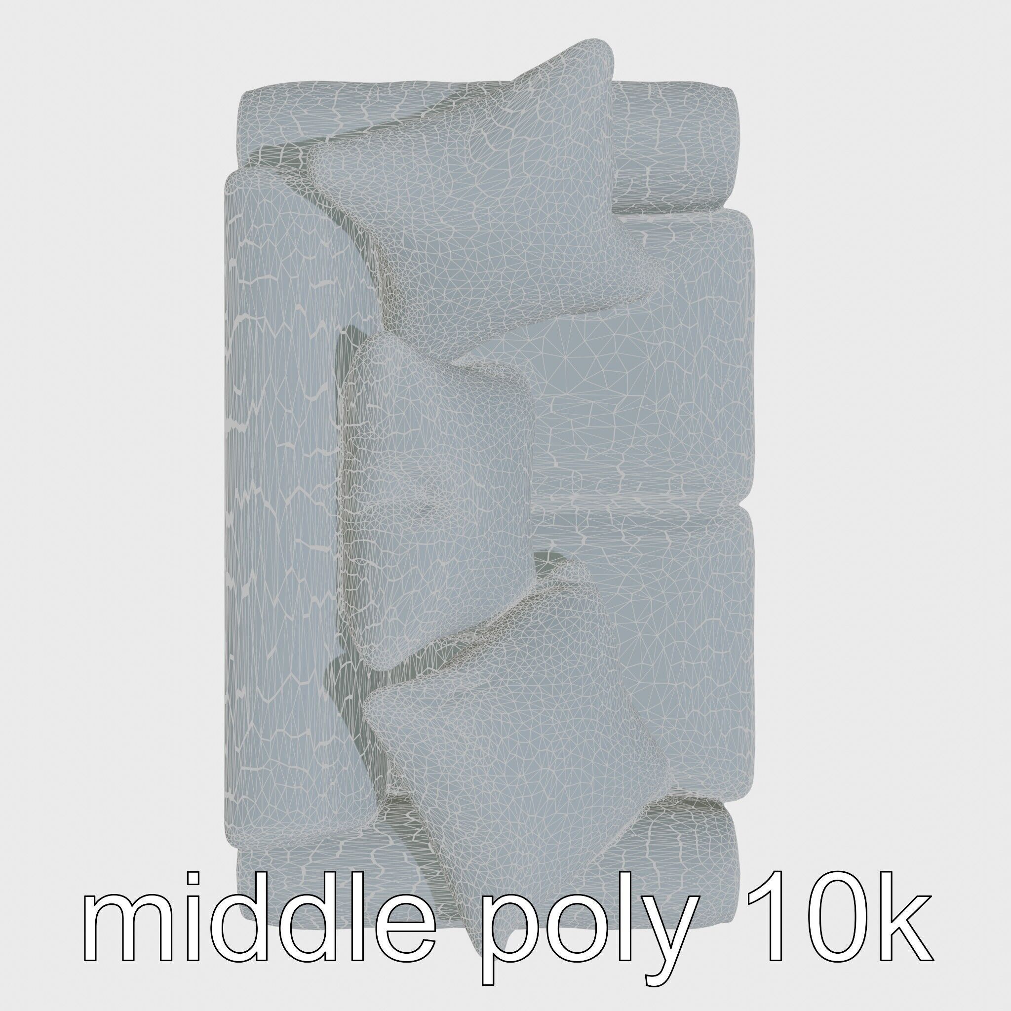 Miniature Doll Sofa with Vibrant Cushions Low-poly 3D model_11