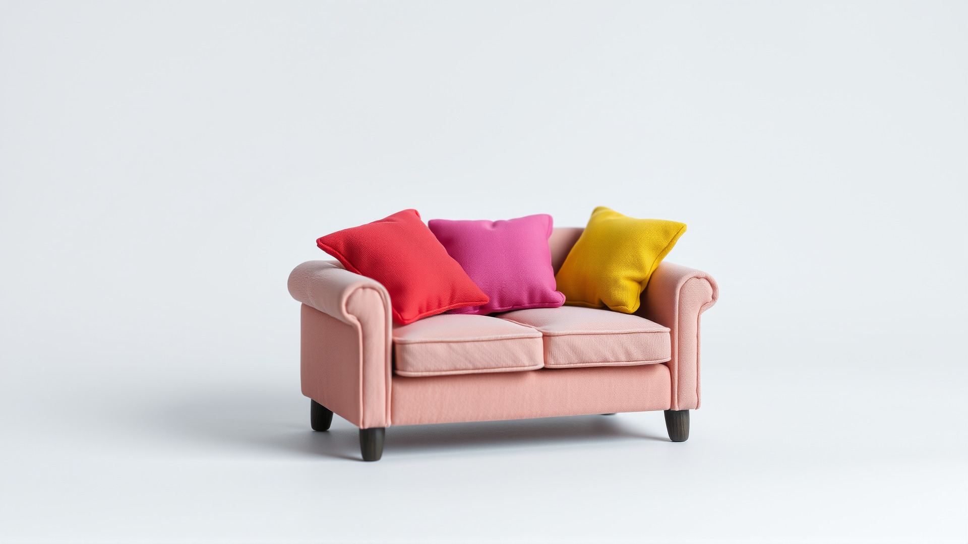 Miniature Doll Sofa with Vibrant Cushions Low-poly 3D model_3
