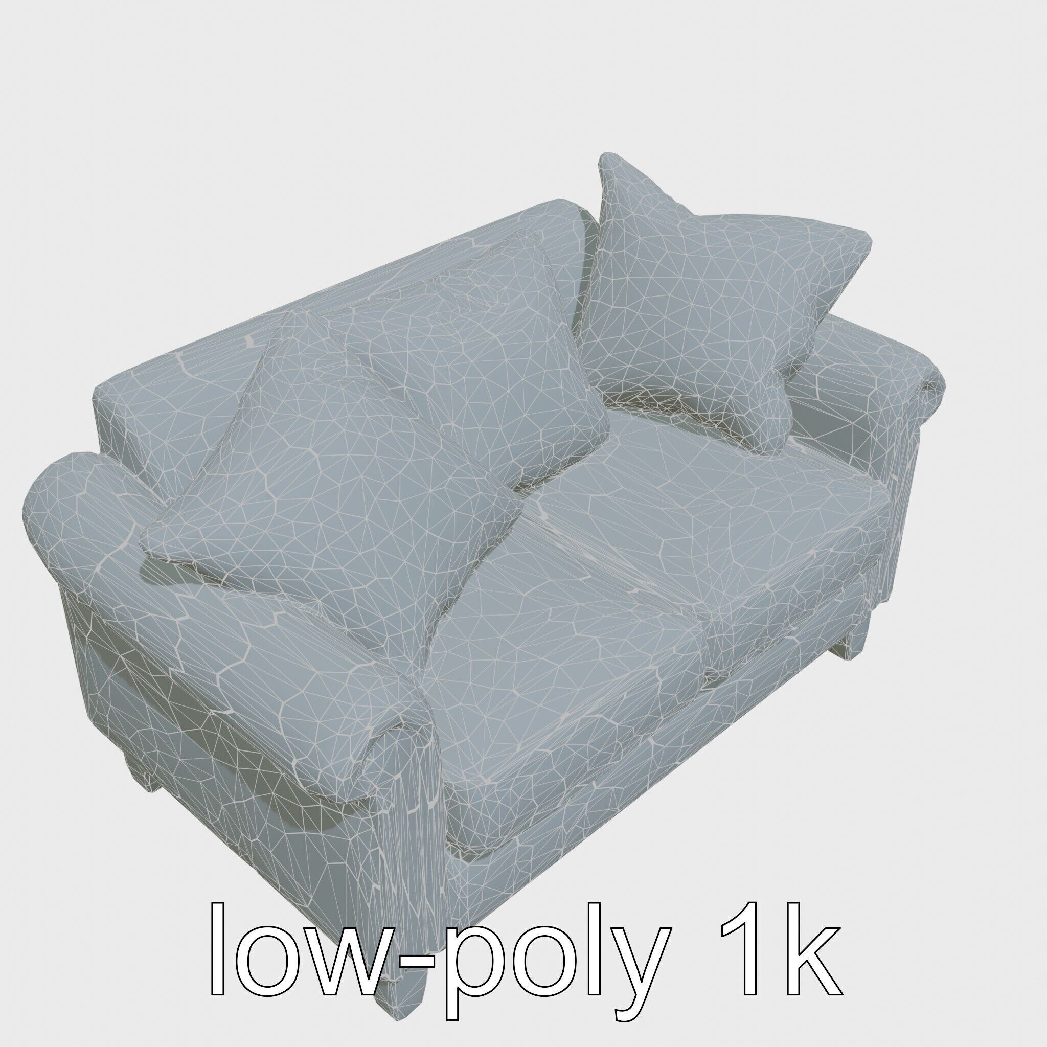 Miniature Doll Sofa with Vibrant Cushions Low-poly 3D model_14