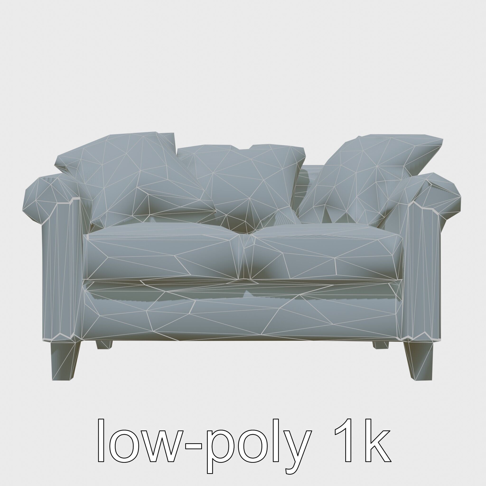 Miniature Doll Sofa with Vibrant Cushions Low-poly 3D model_26