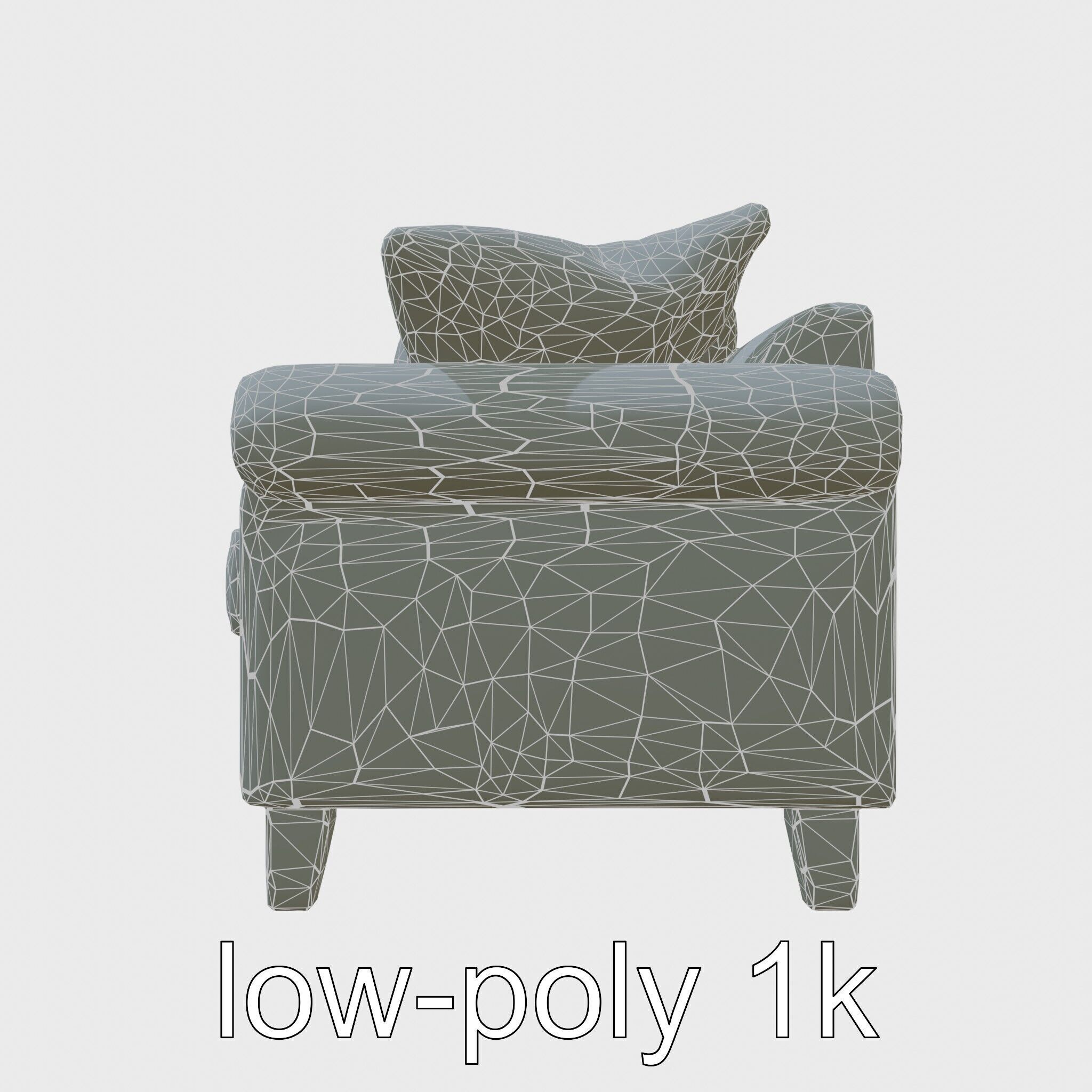 Miniature Doll Sofa with Vibrant Cushions Low-poly 3D model_4