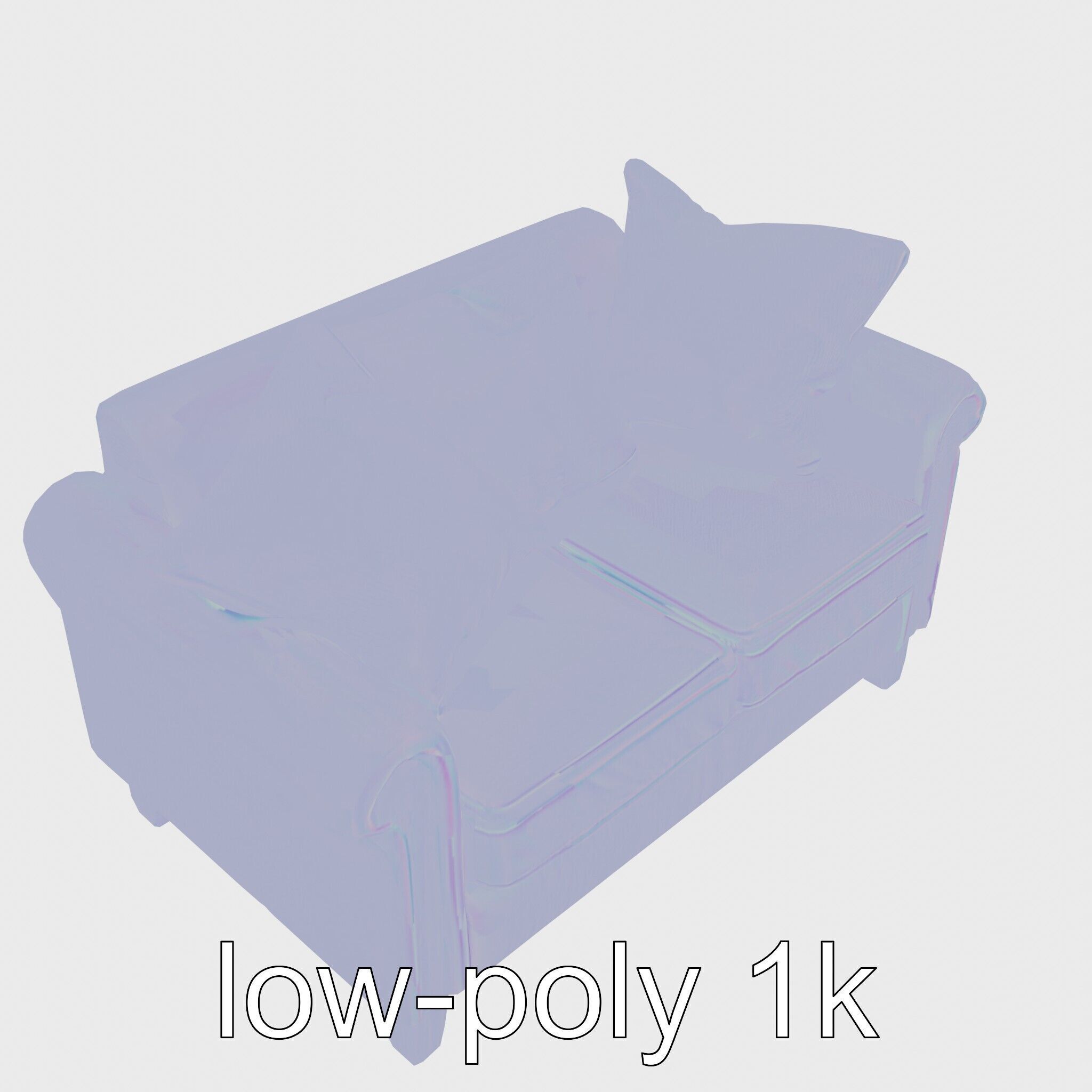 Miniature Doll Sofa with Vibrant Cushions Low-poly 3D model_29