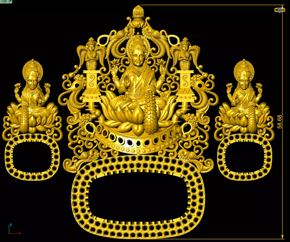 Lakshmi Temple Pendant 3D print model_0