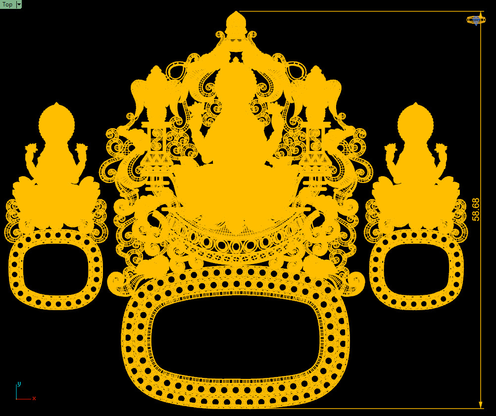 Lakshmi Temple Pendant 3D print model_4