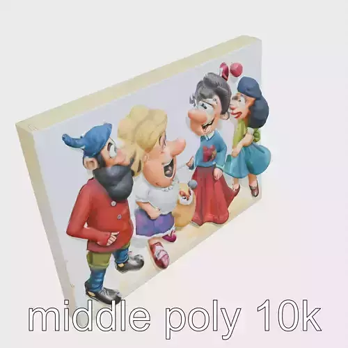 Colorful Cartoon Characters Decorative Canvas Art Low-poly 3D model