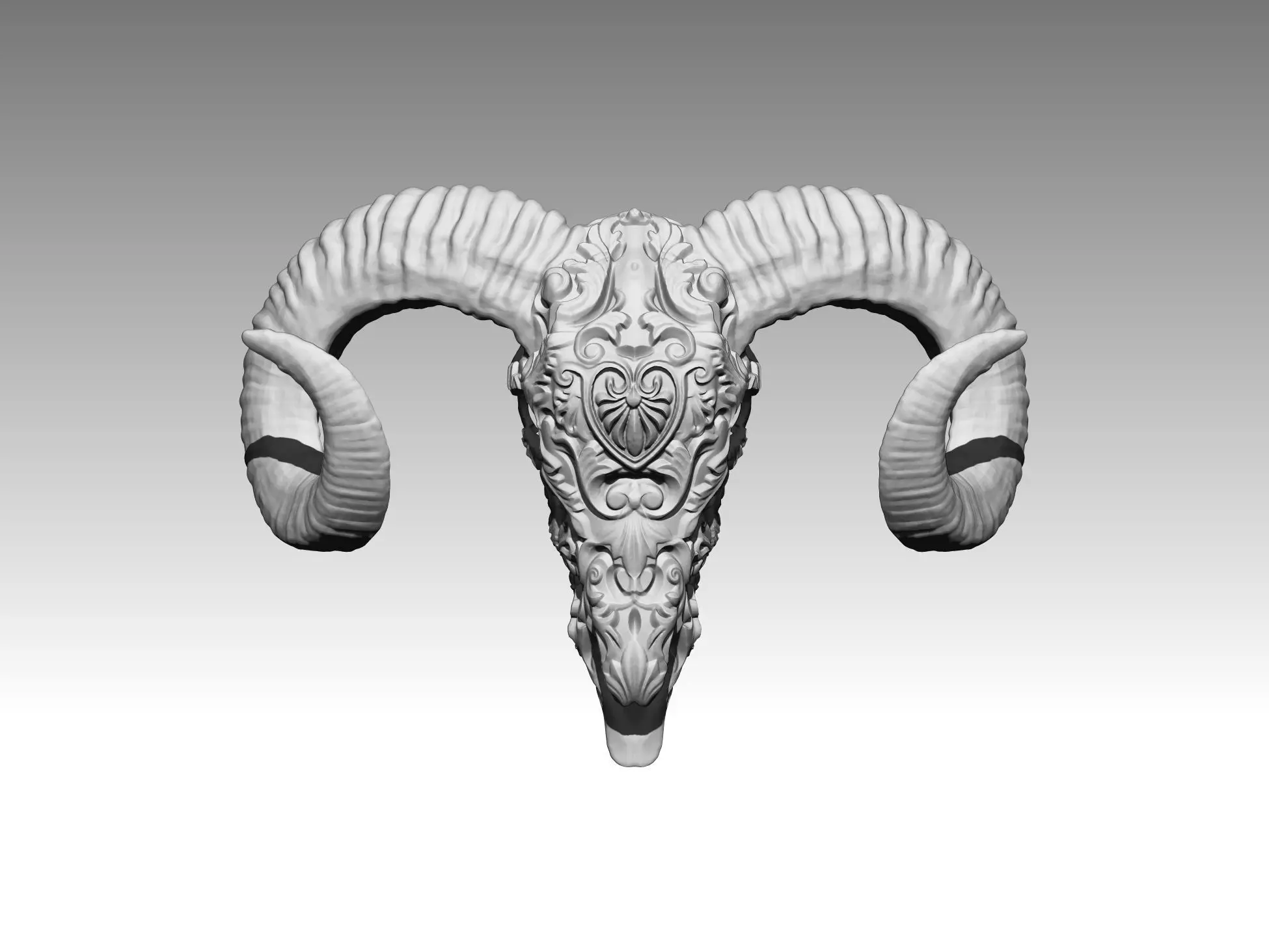bull goat statue head 3D print model_0